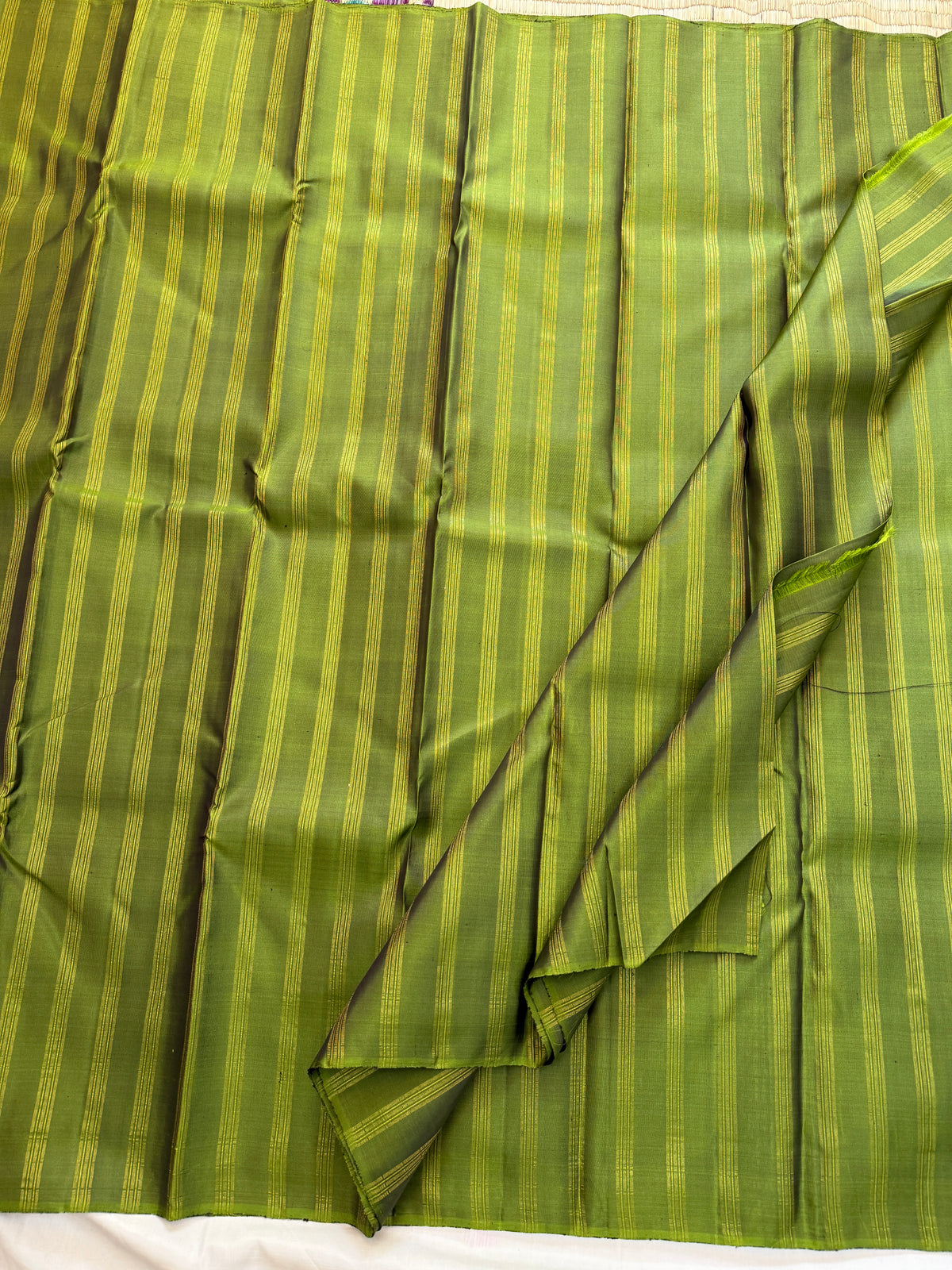 Green zari stripes / Kanjipuram Silk blouse fabric  CLSA6459 (per metre)