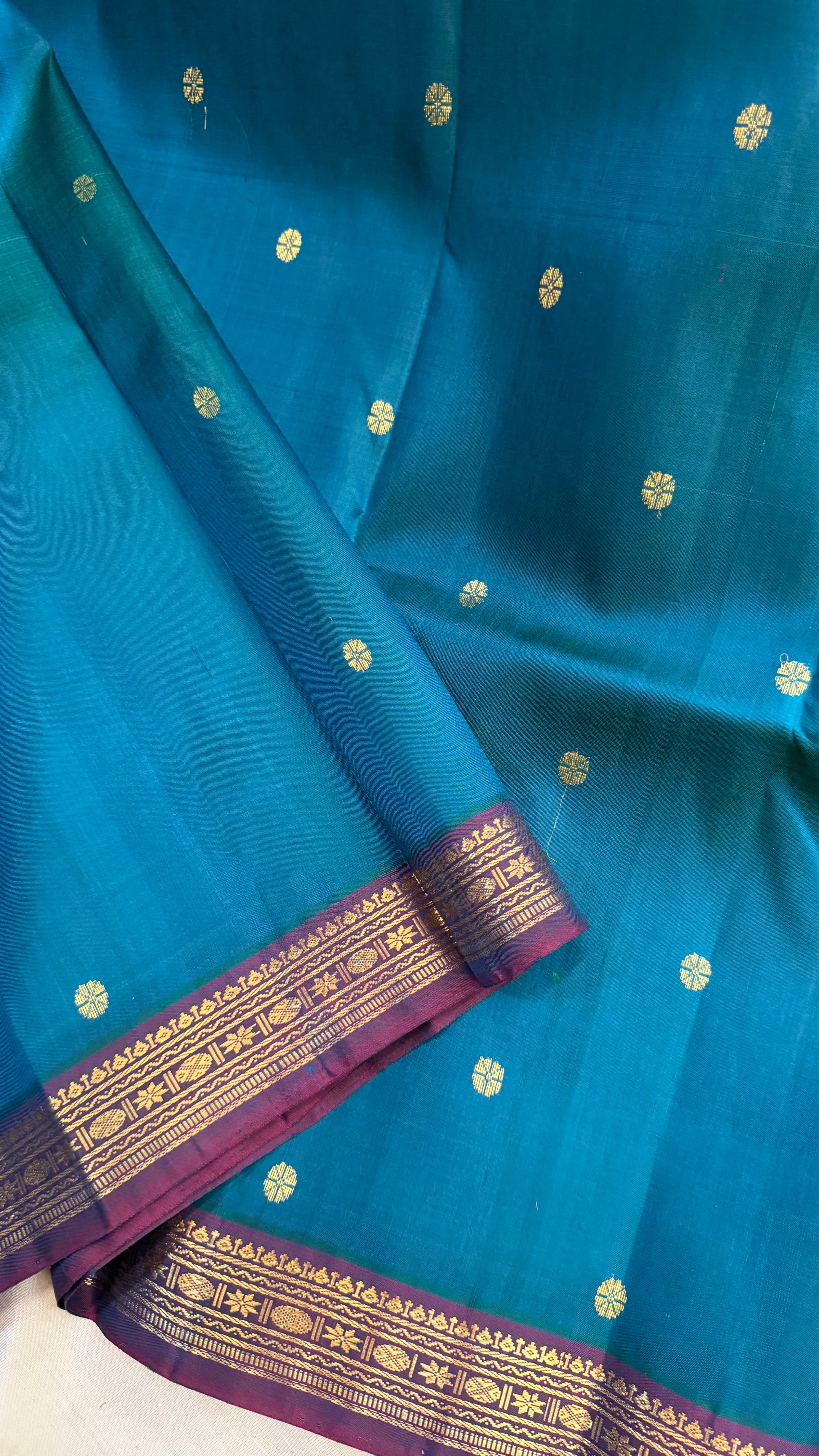 Rama blue small border/ Arani silk