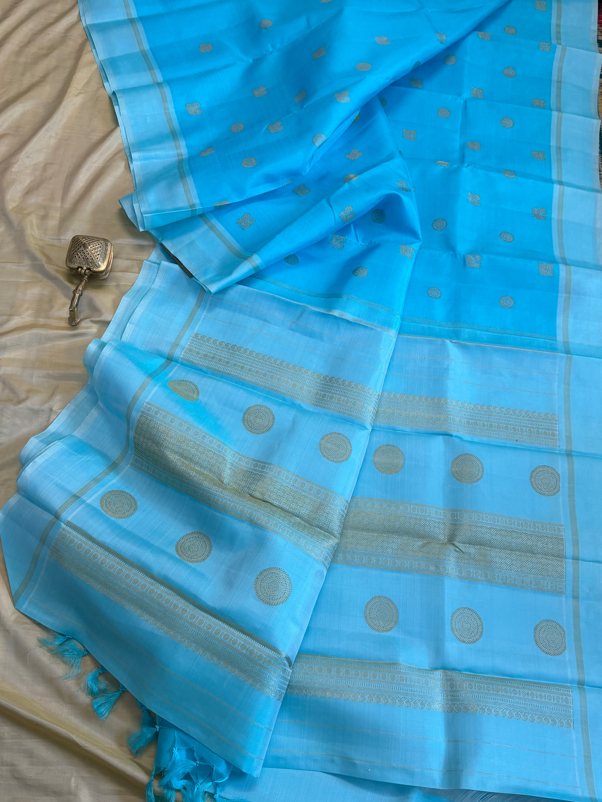Sky blue   pure Kanjipuram silk