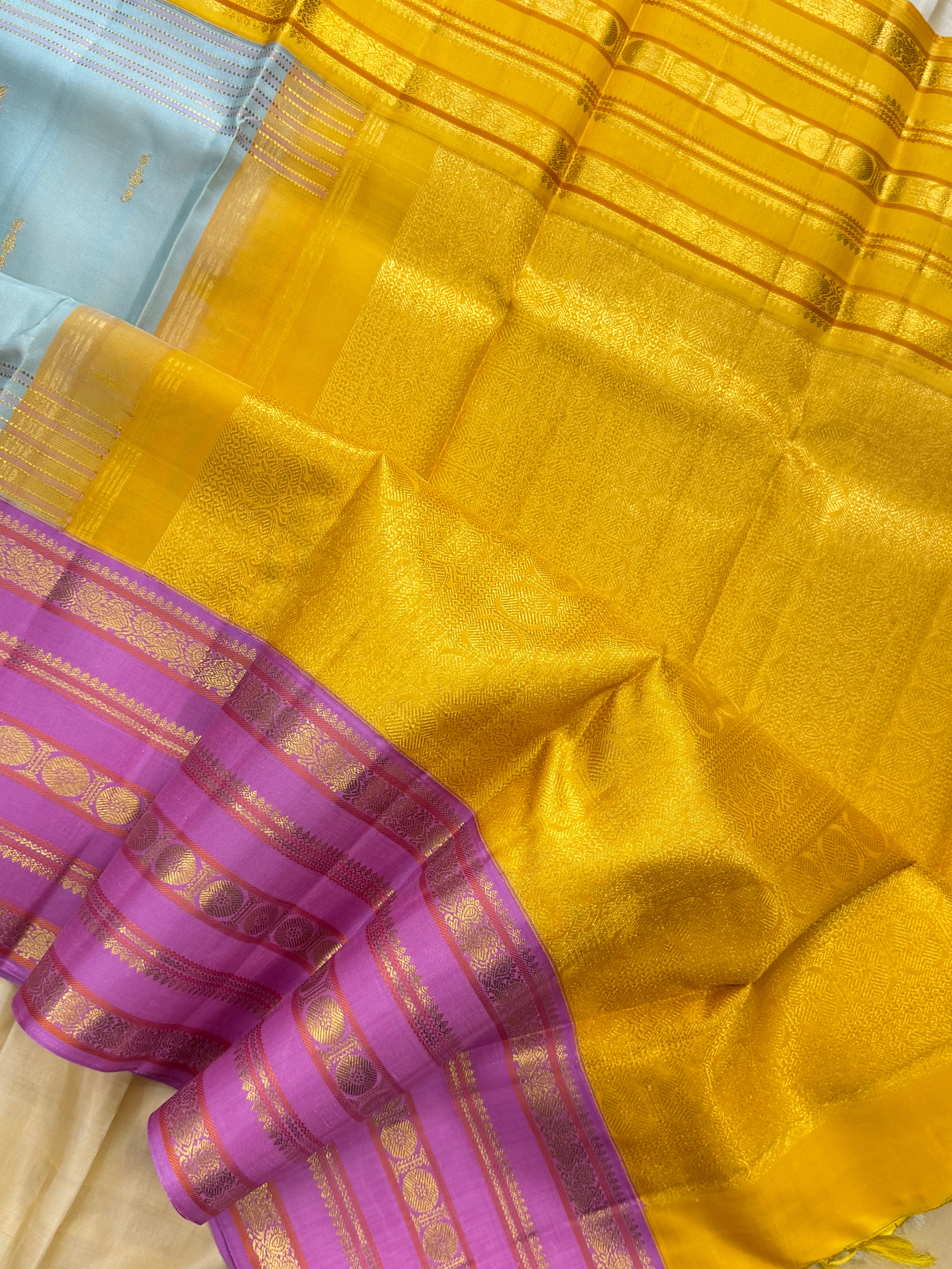 Powder blue Korvai Ganga Jamuna / Arani silk