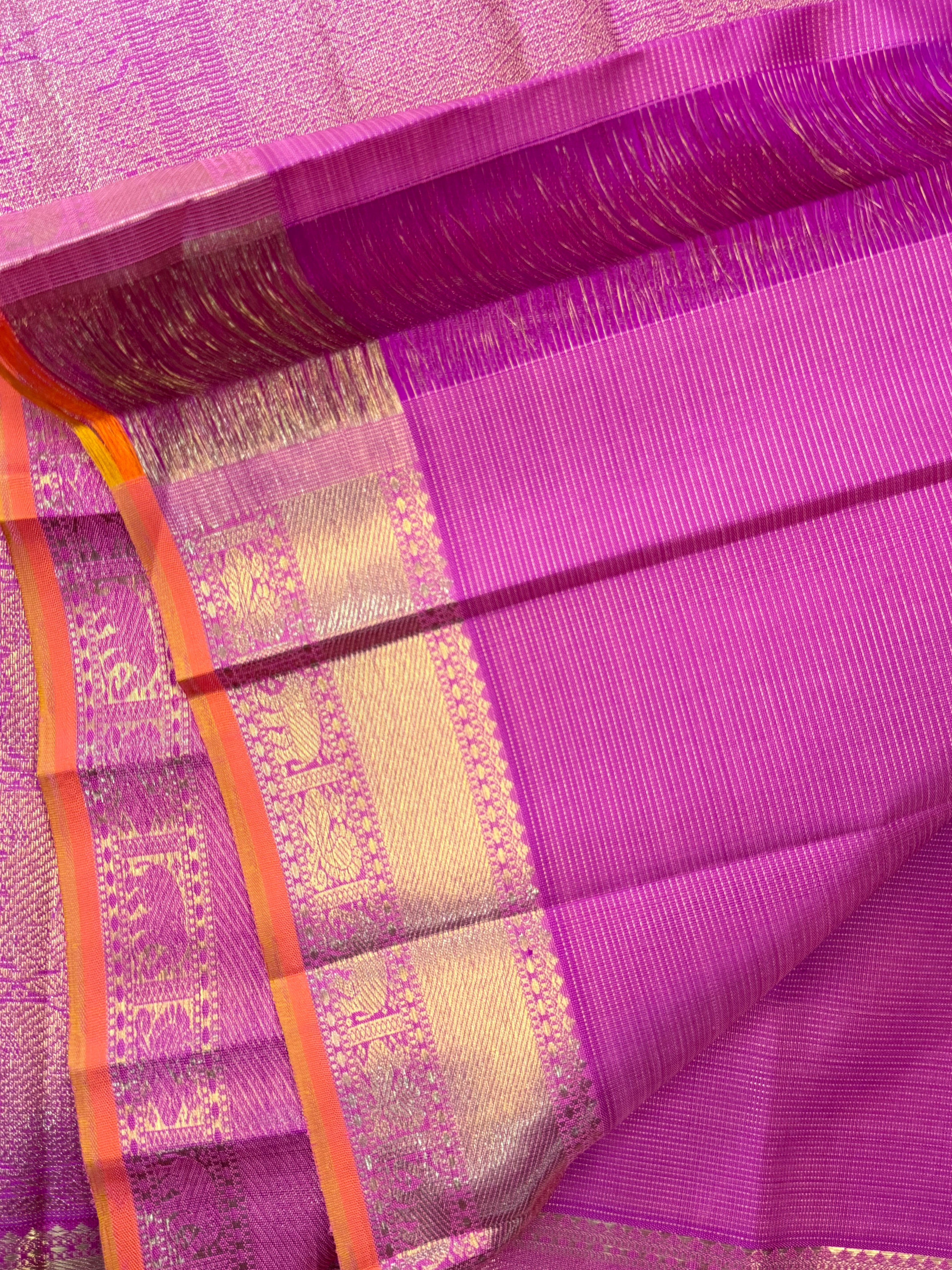 Heirloom Vairaoosi Roja pink Kanjipuram silk saree
