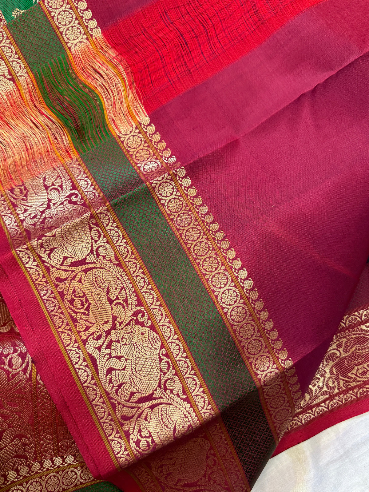 Special edition-unique pallu with Paaku colour body and border Zari butta silk saree/clsa 12579