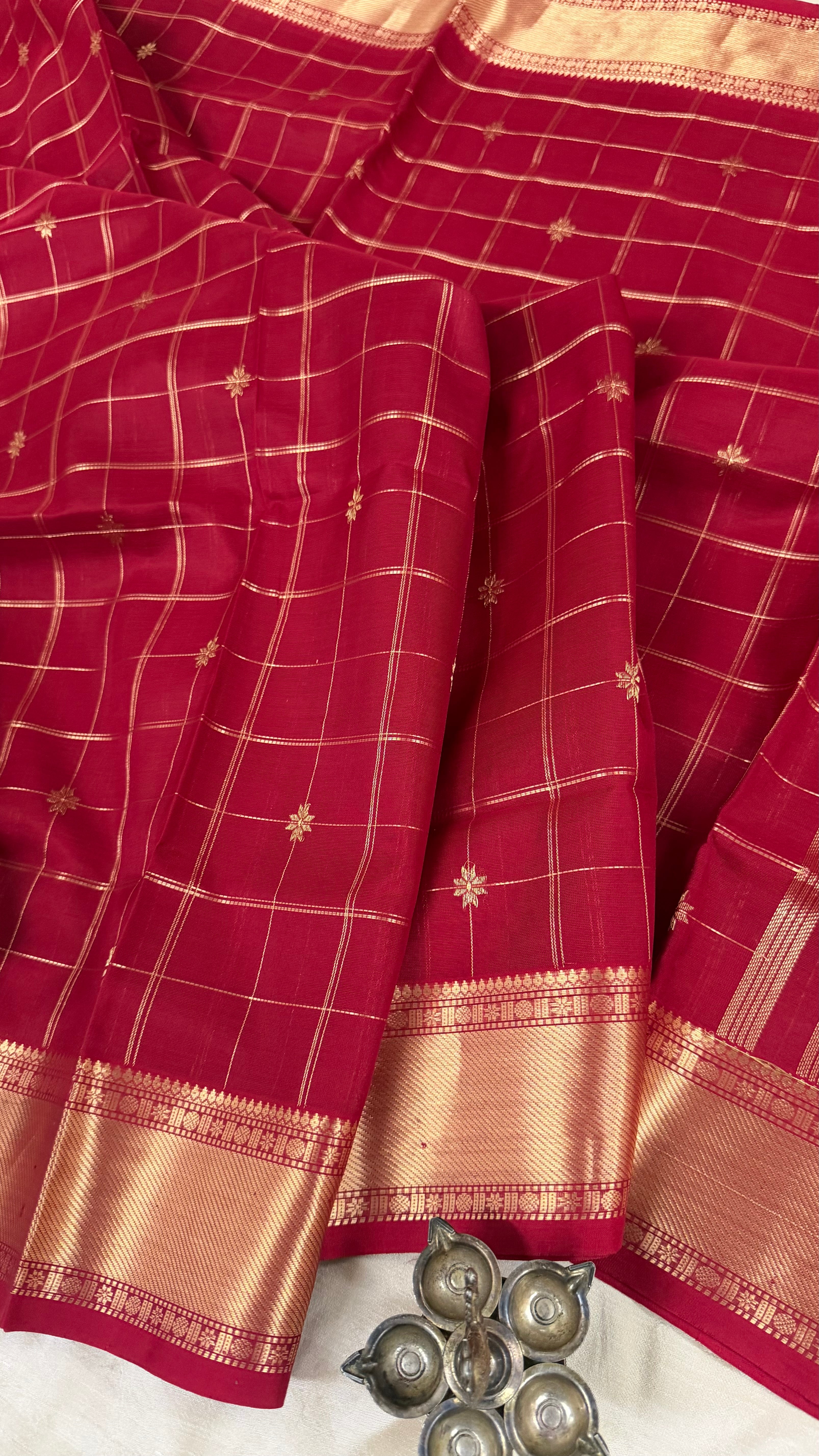 Red Kattam star Butta   / Premium Silk Cotton CLSA5166