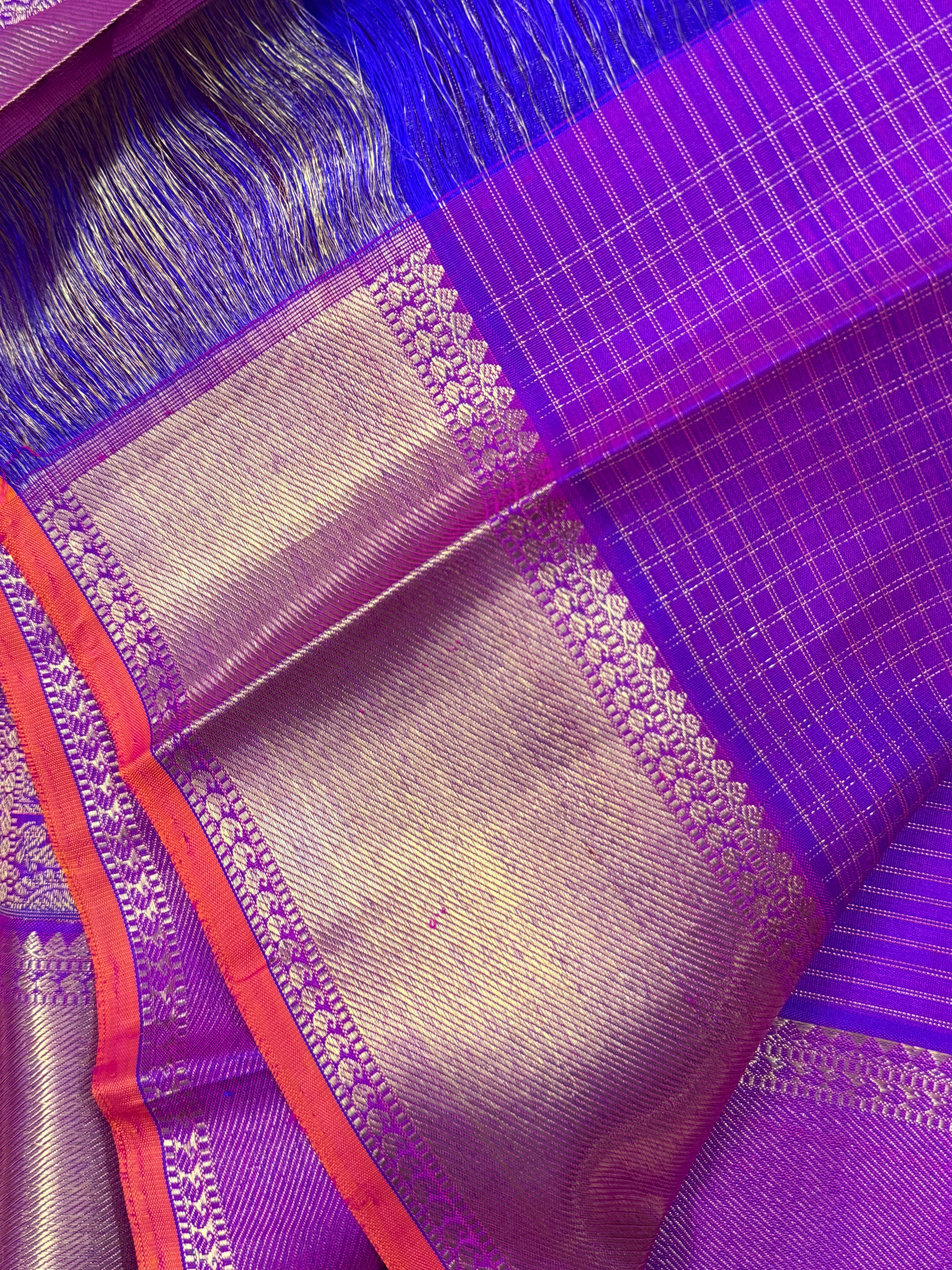 Purple zari kattam getti border/ Kanjipuram silk