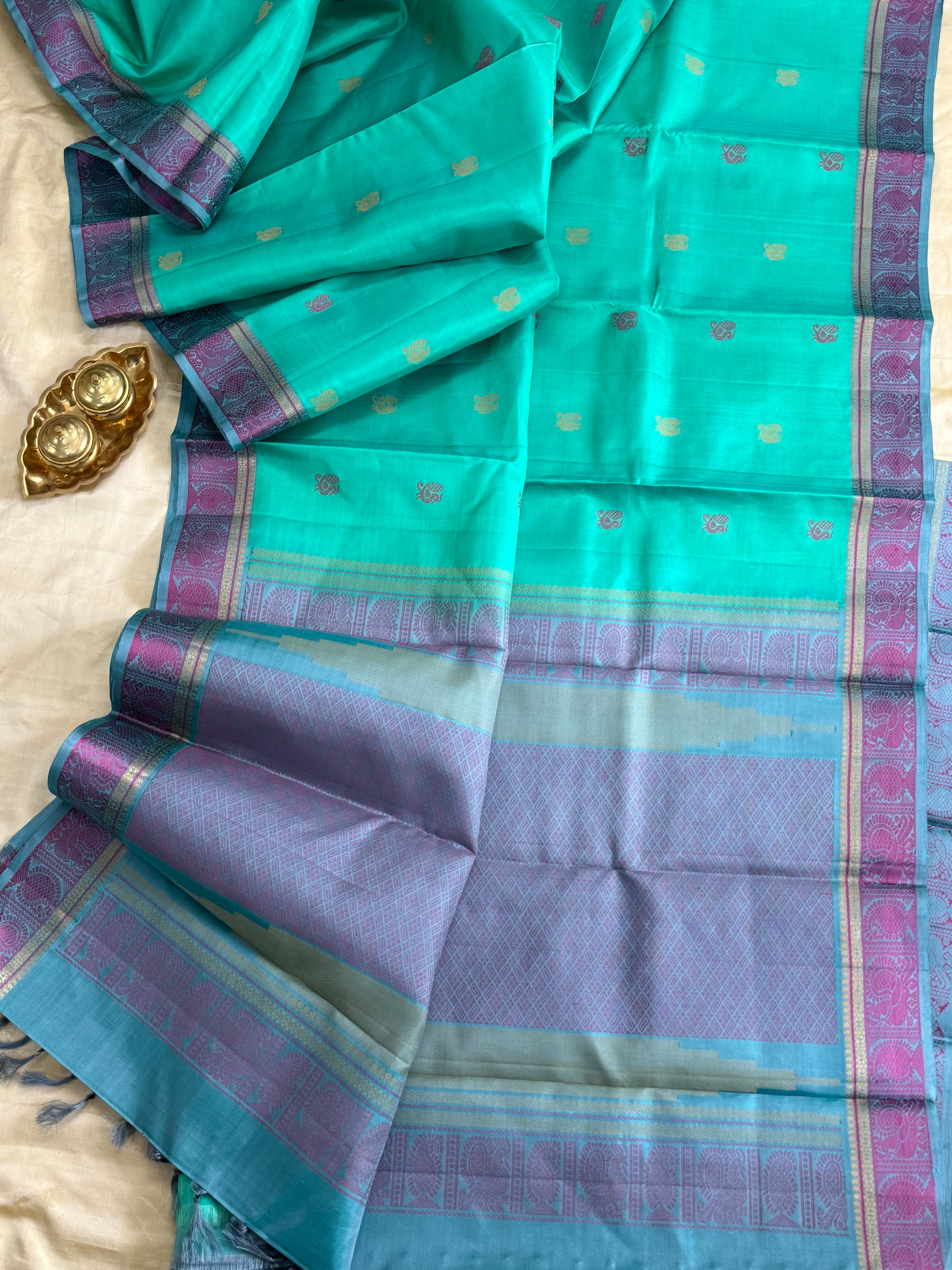 Sea green annam thread butta / Varnangal Soft Silk CL4069