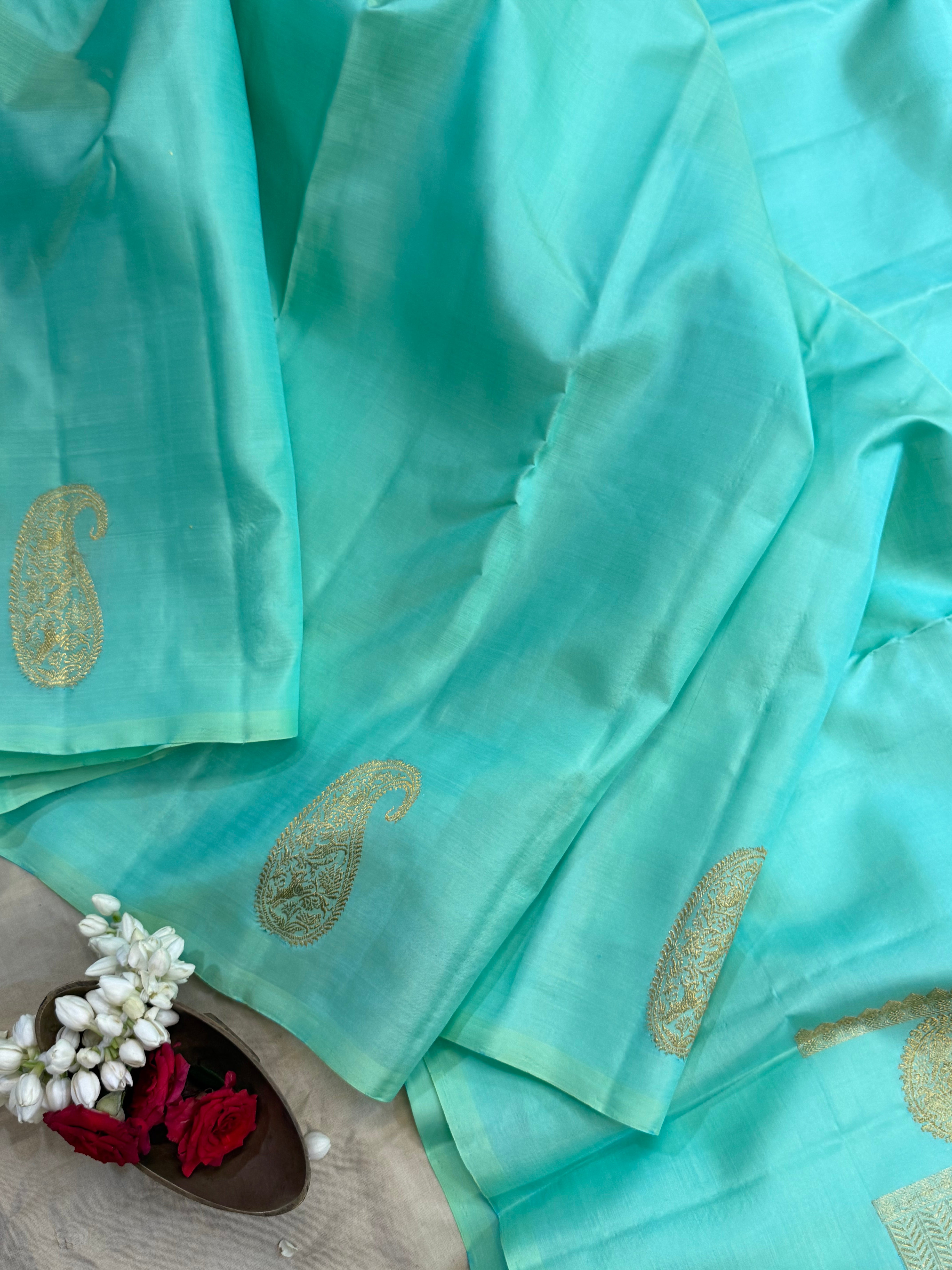 Sea green borderless/ Arani silk