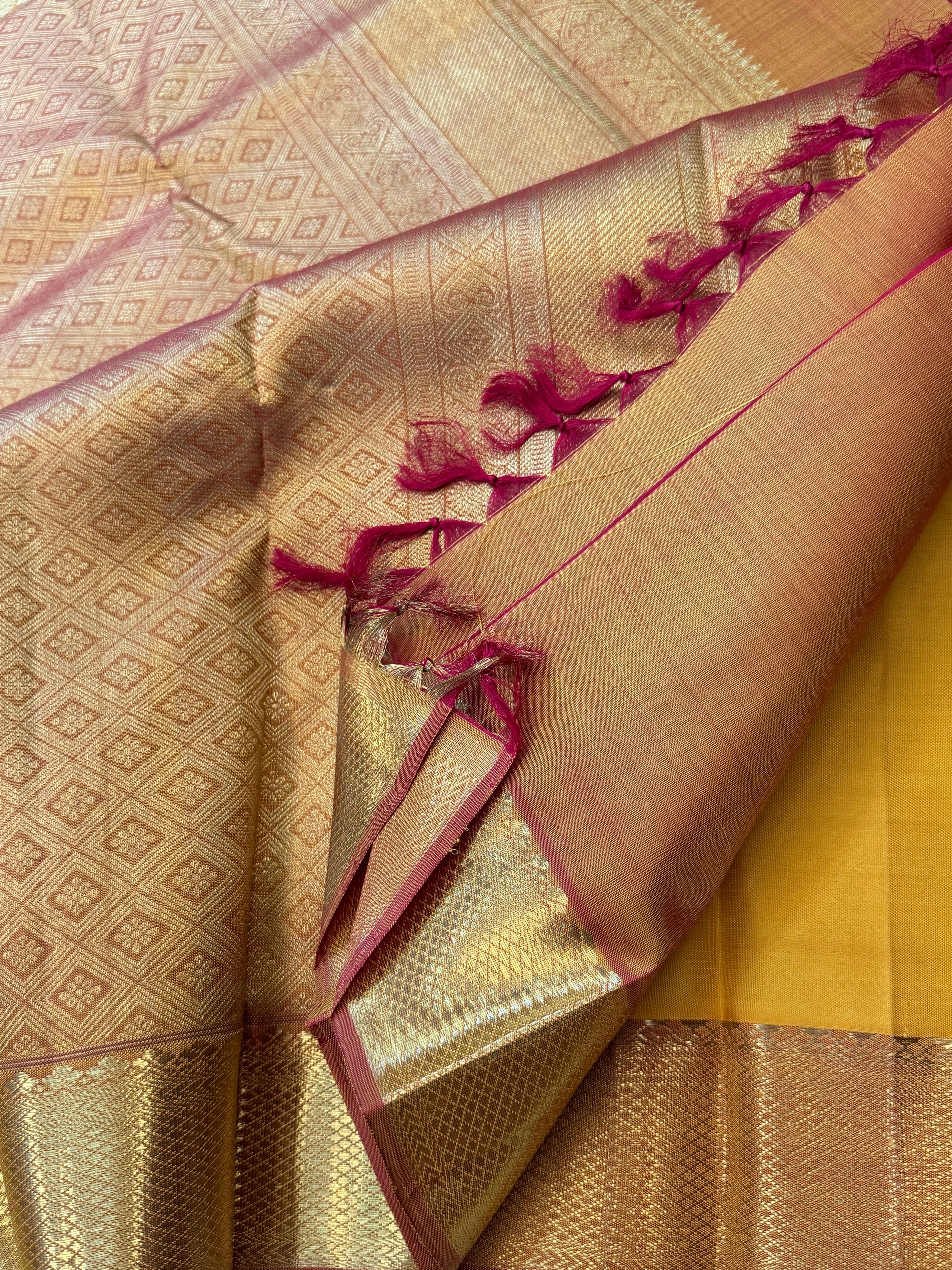 Moha : Golden mustard pure Zari Kanjipuram silk