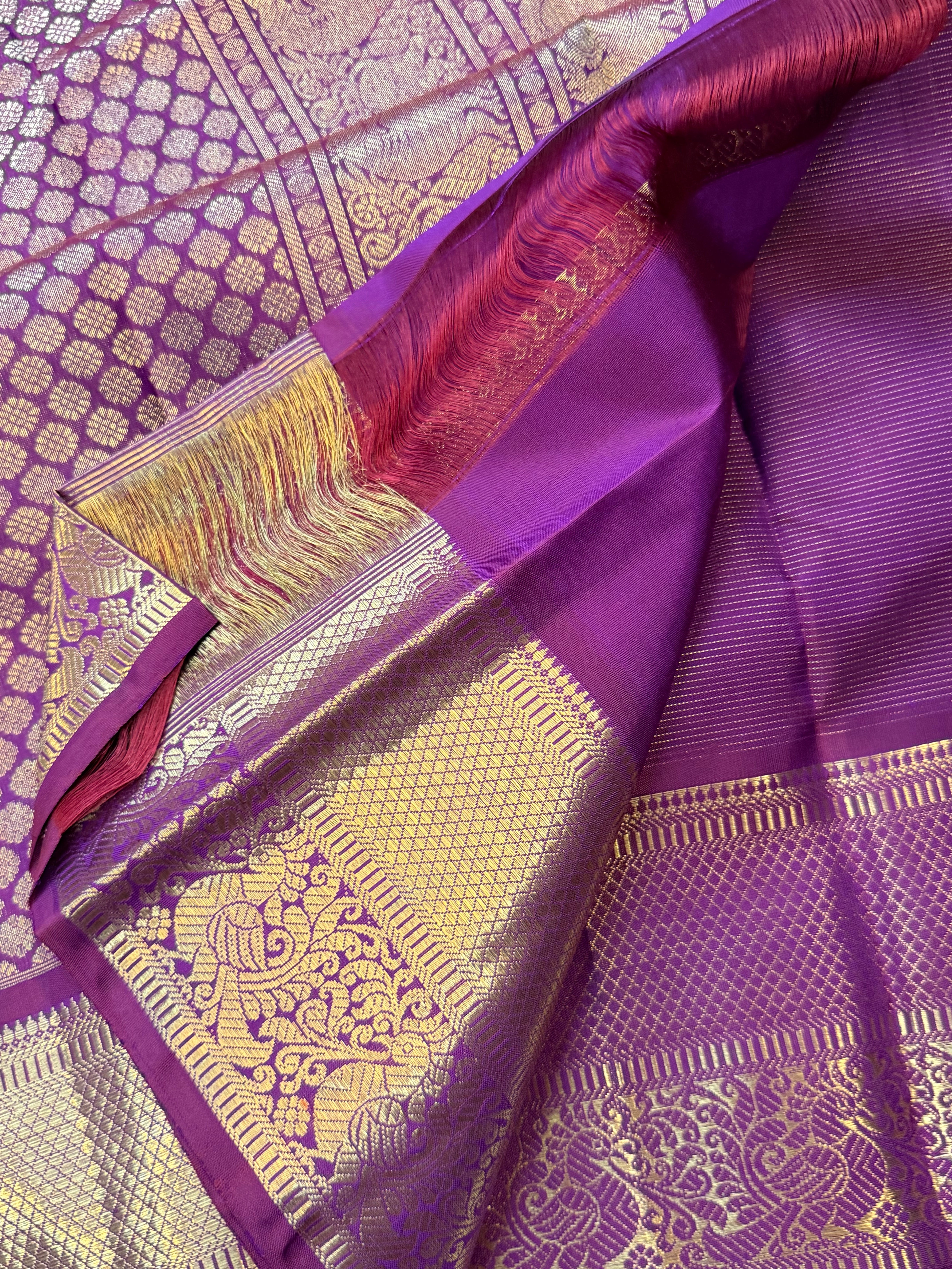 Purple shot Araku colour Vairaoosi / pure Zari Kanjipuram silk