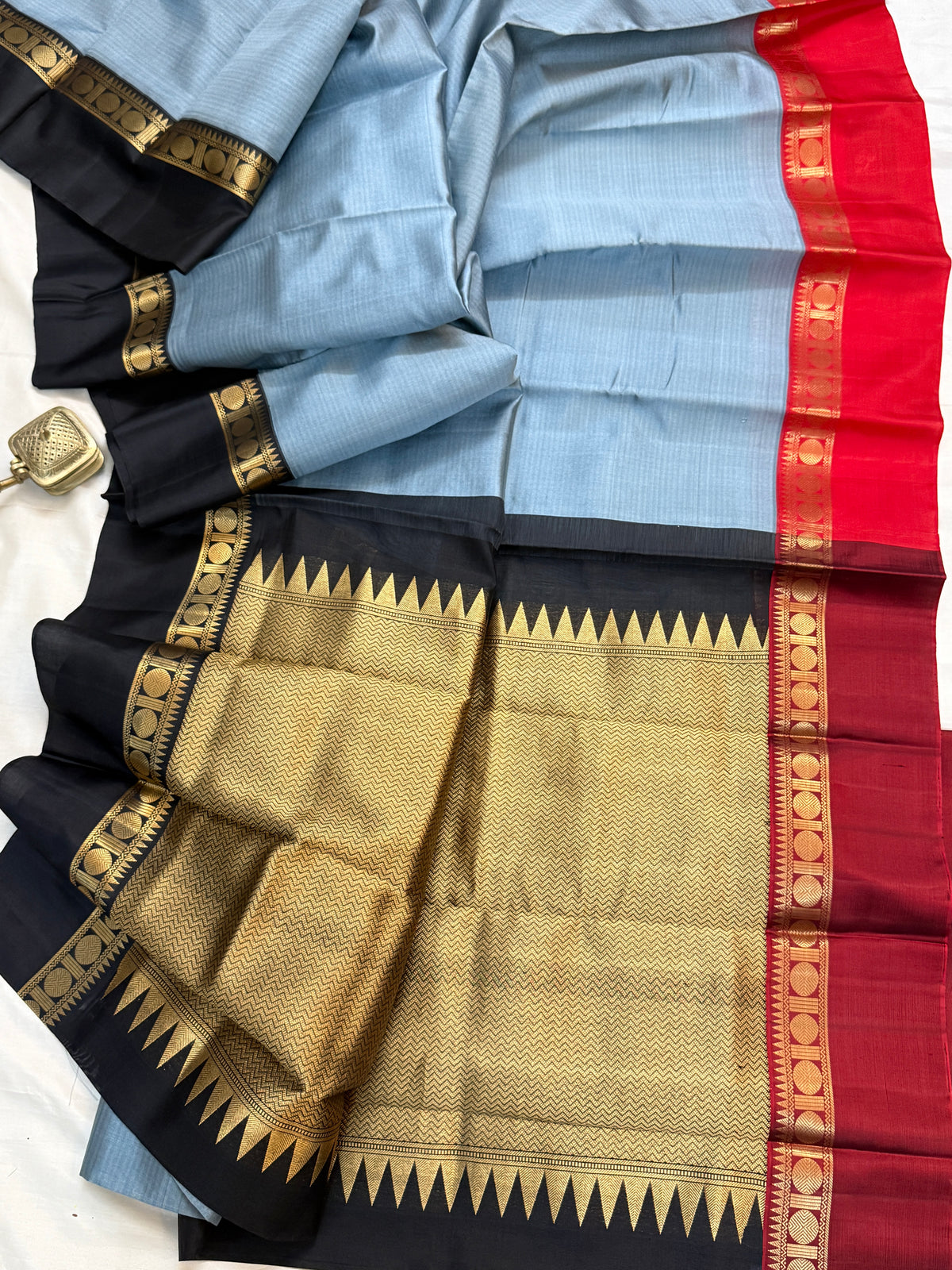 Gadwal silk Grey Ganga Jamuna Korvai border clsa 4118