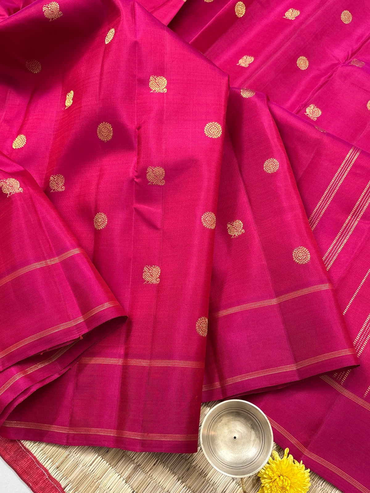 Reddish pink with pure zari butta/kanjipuram silk saree clsa 12320