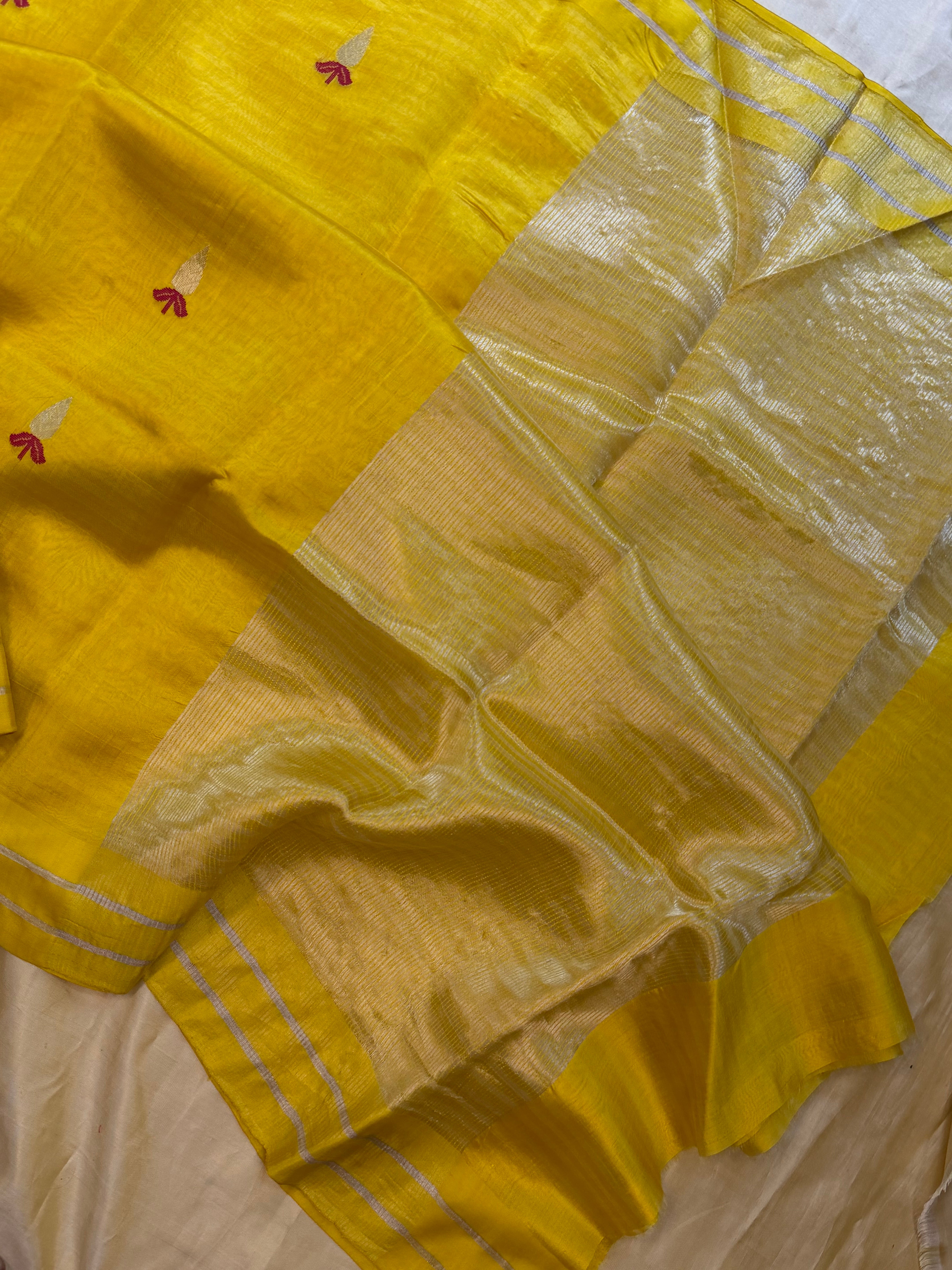Yellow Butta saree   / revival Chanderi silk