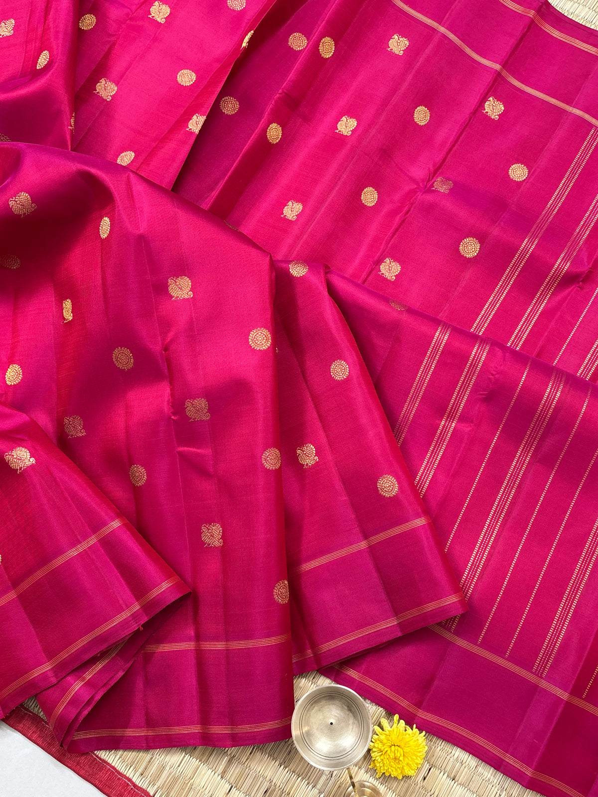 Reddish pink with pure zari butta/kanjipuram silk saree clsa 12320