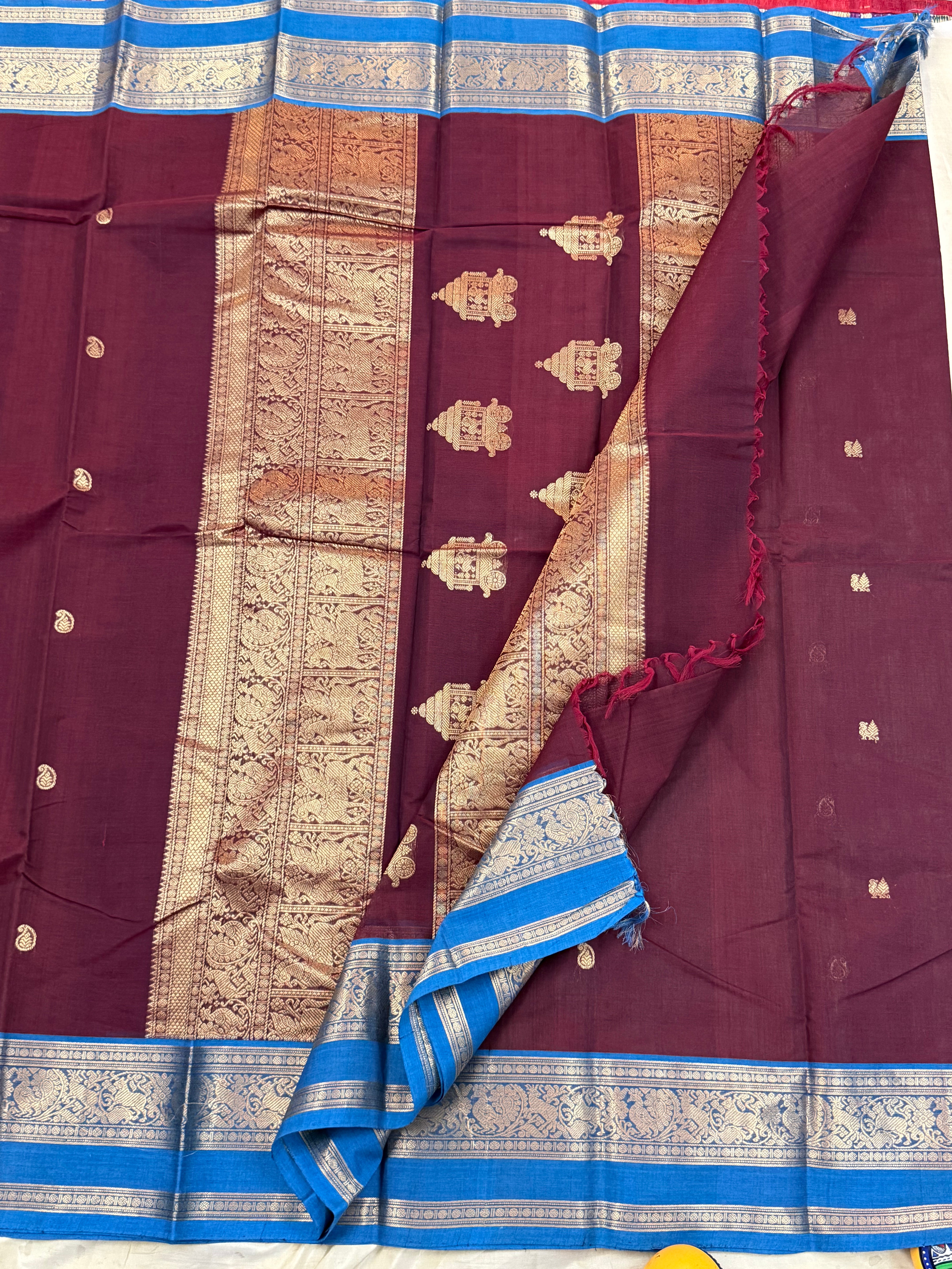 Araku and blue unique pallu/ Kanchi Cotton