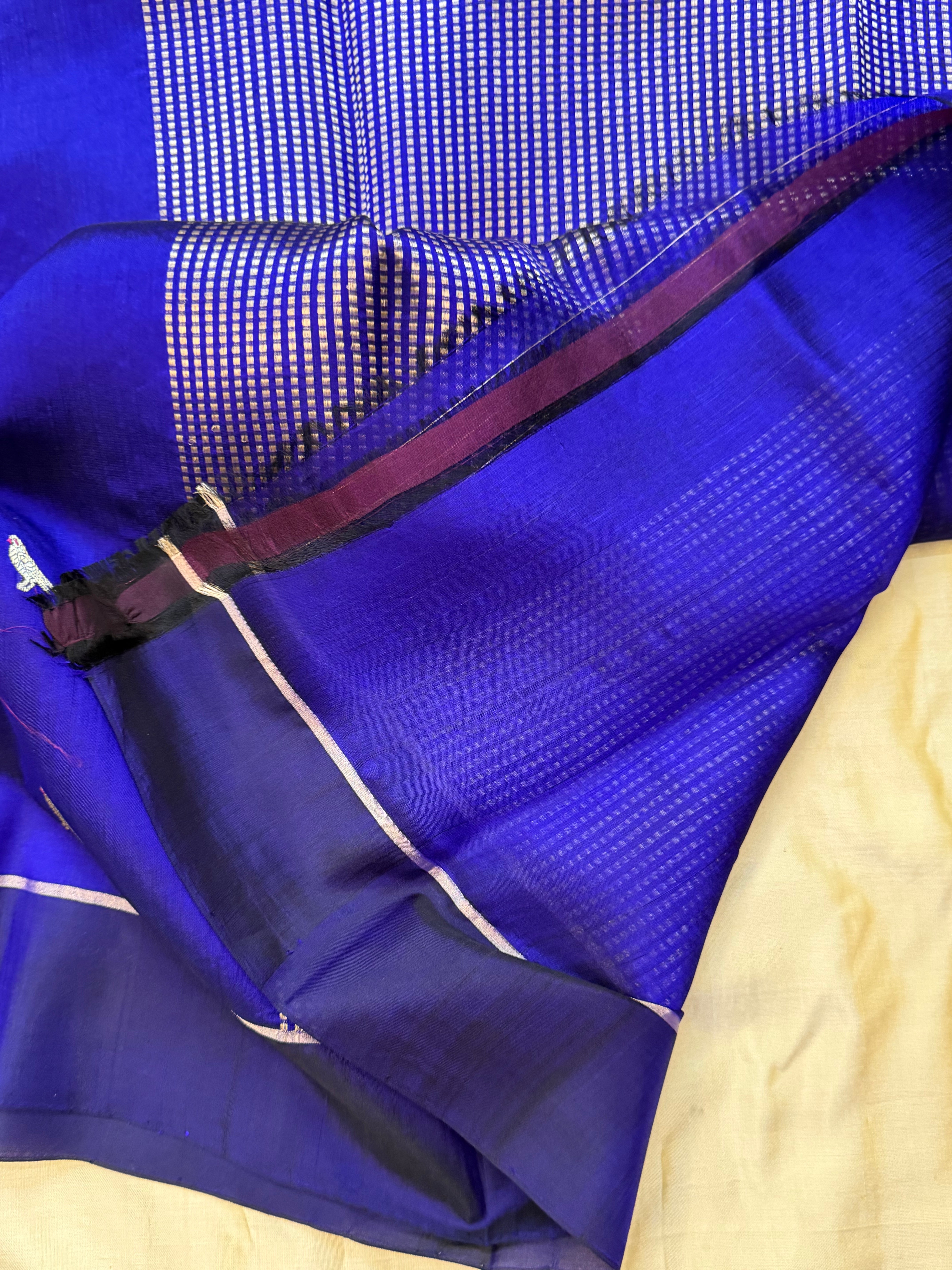 Deep blue bird Butta    / revival Chanderi silk