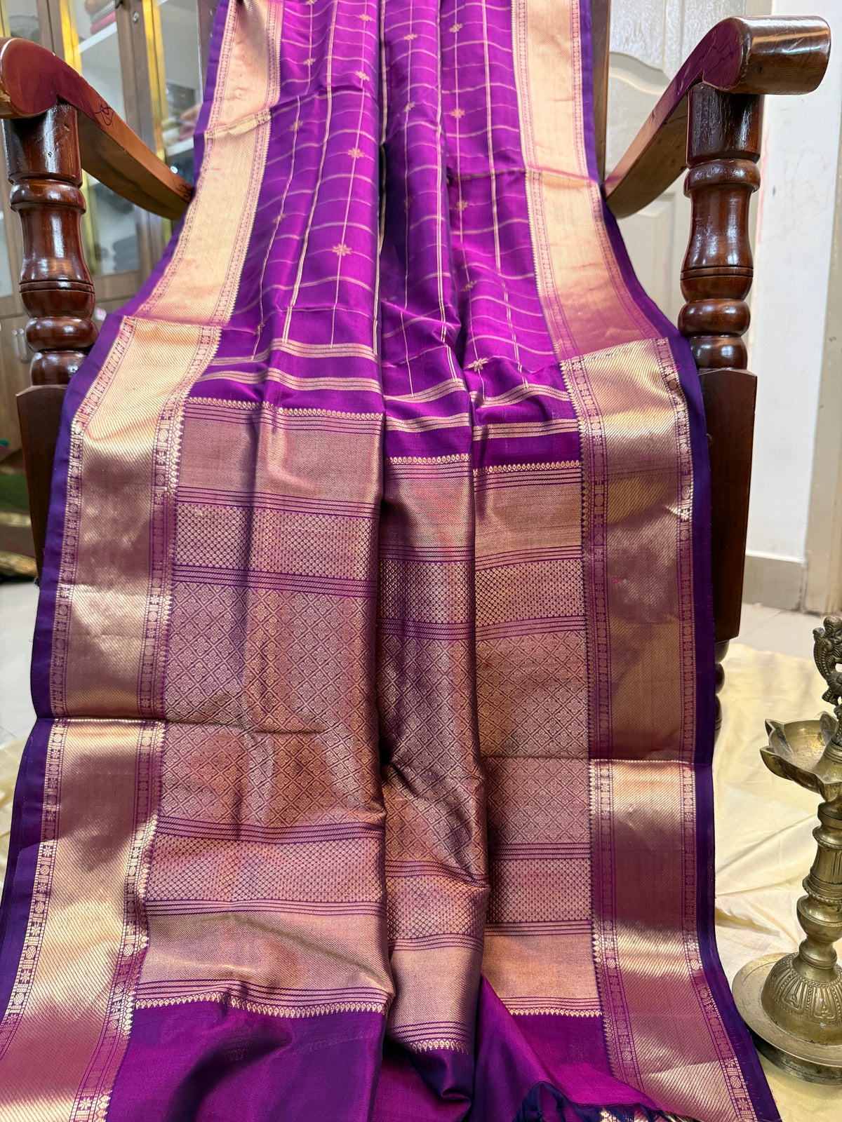 Premium silk cotton-Zari kattam with butta/clsa 12645