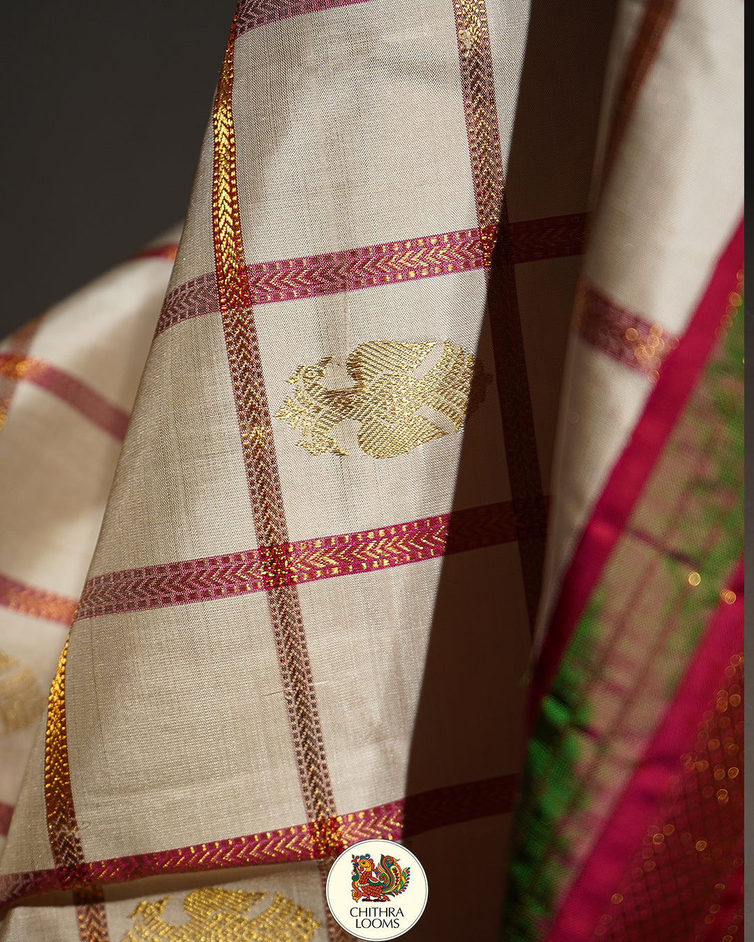 Alankar / off white Kattam Kalashetra inspired saree