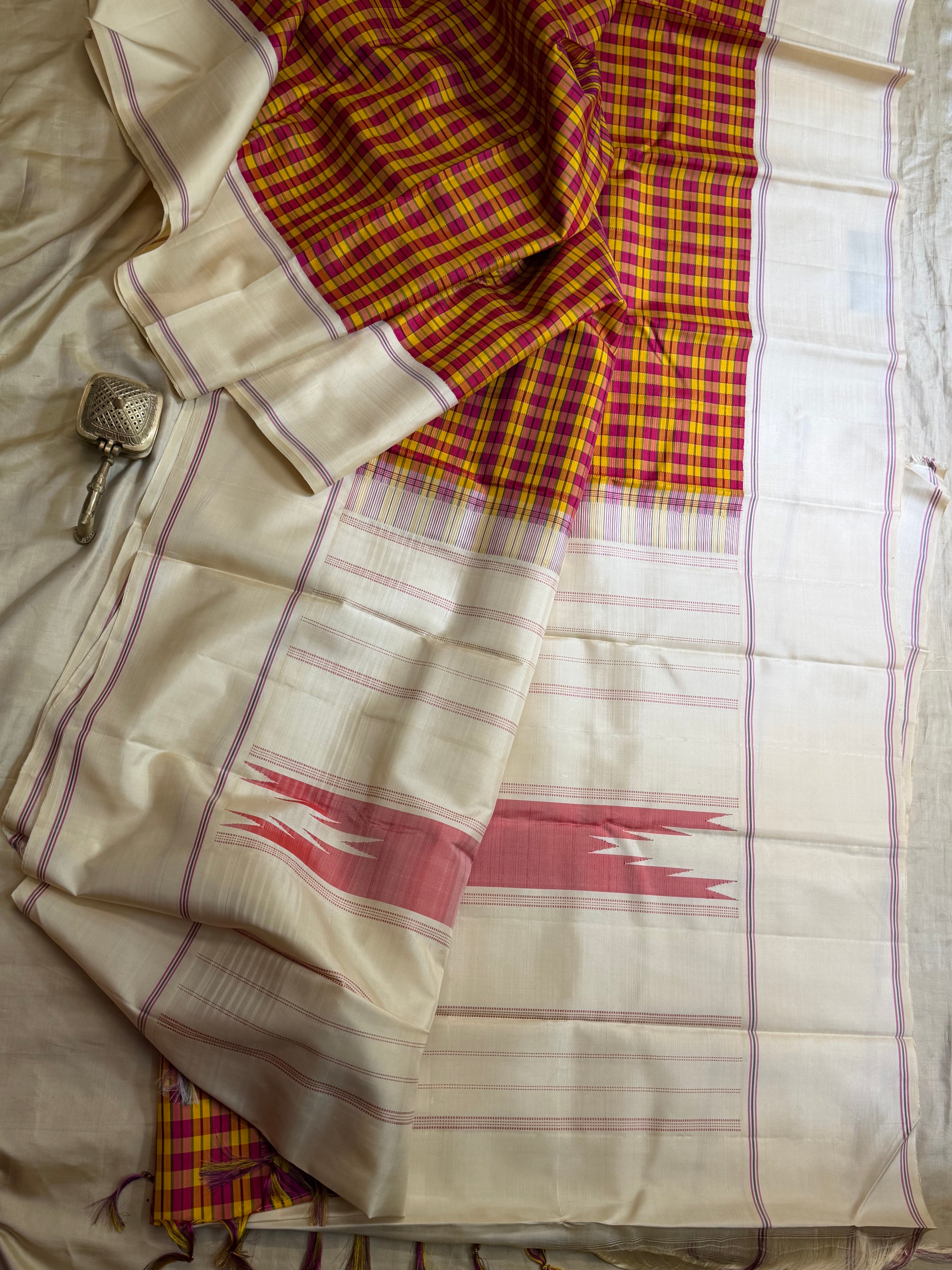 Multi color Kattam Korvai / Arani silk