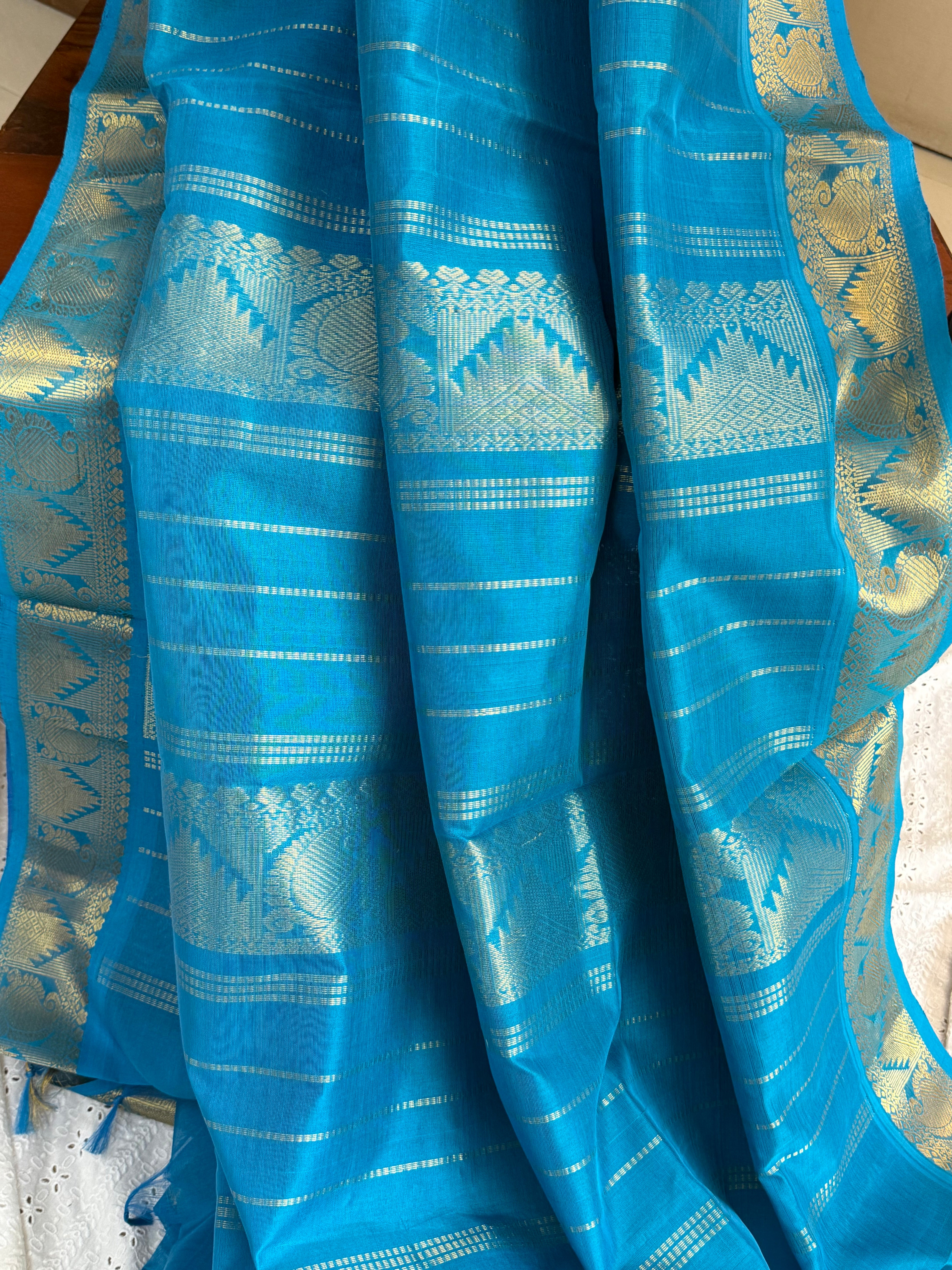 Deep purple and turquoise blue/ Silk Cotton