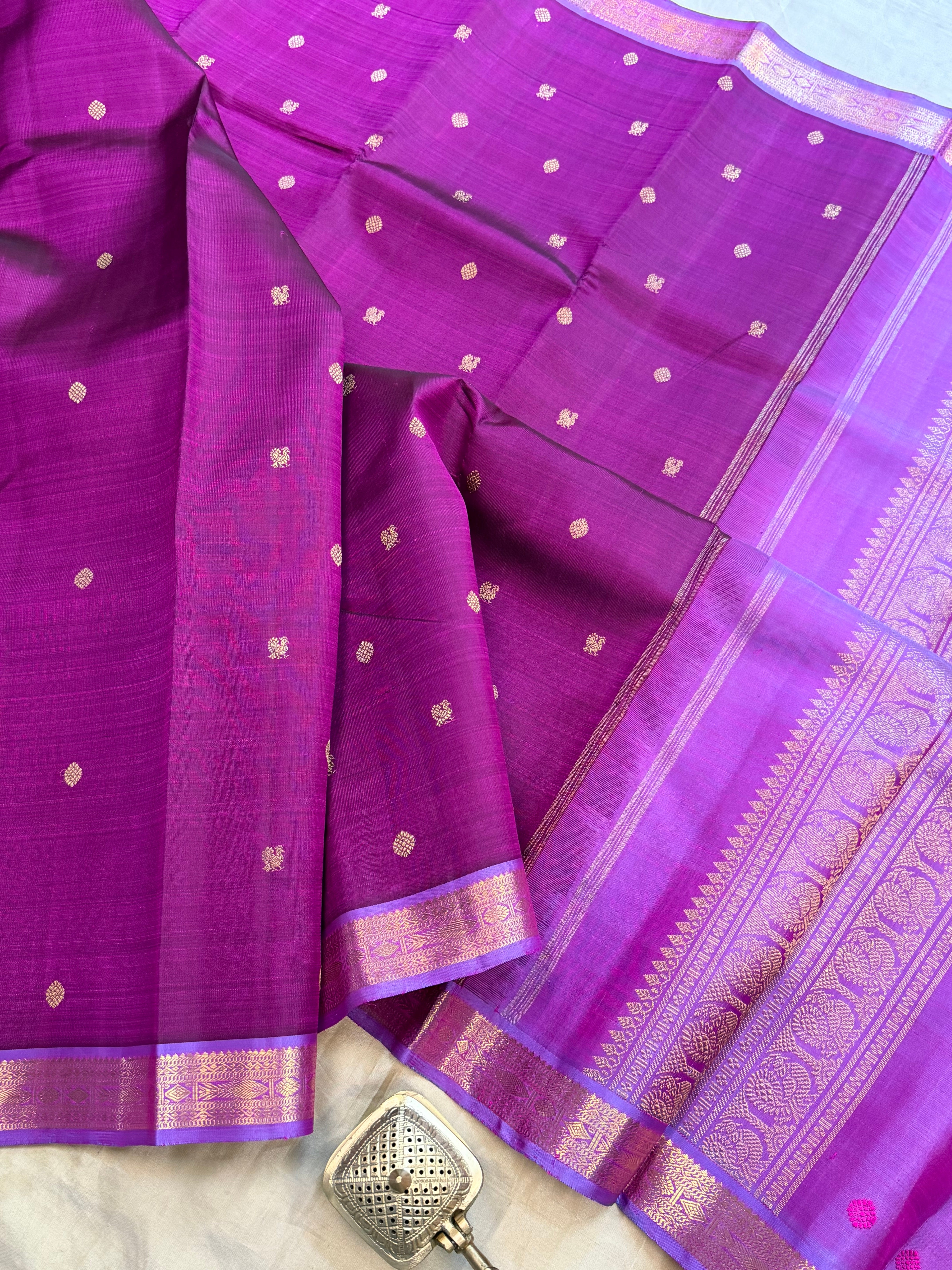 Permam : purple small border  / Kanjipuram silk CL4497