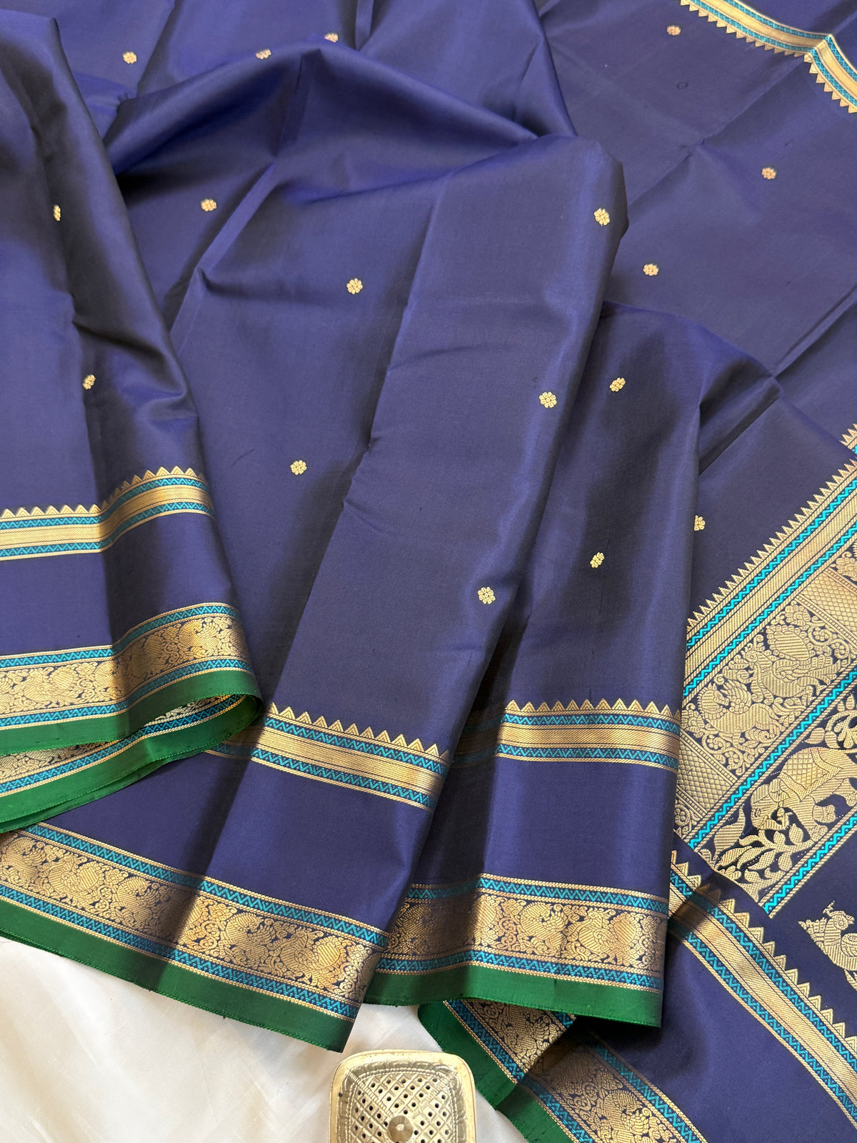 Special edition Dark Navy Blue with Zari Butta silk saree/clsa 12420