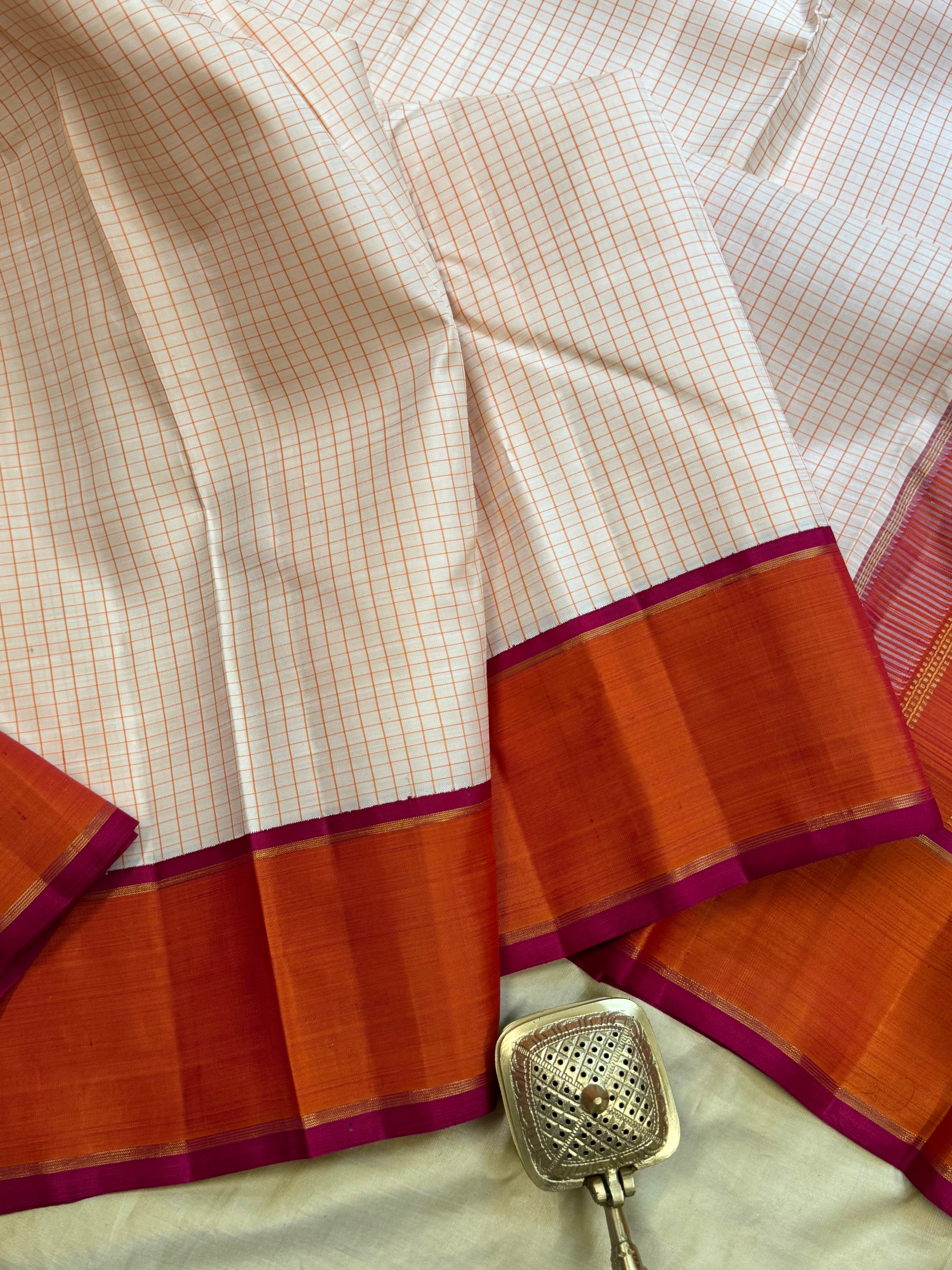 Cream kattam korvai  / kanjipuram silk