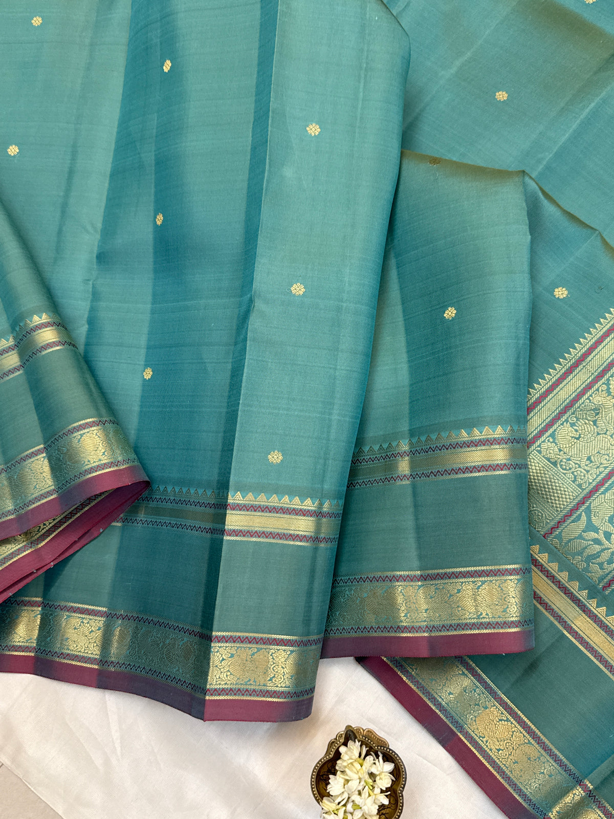 festivel edit _special edition_ Pastel Teal colour and border Rettapet /silk saree clsa 12419