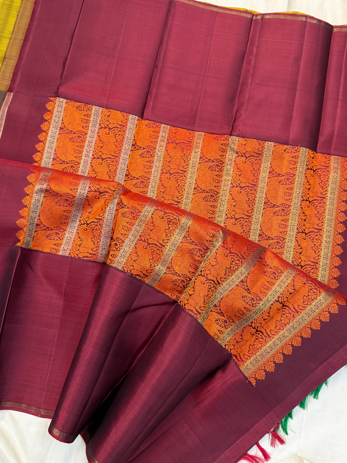 Vanasingaram Ganga Jamuna  thread work and border Korvai pure zari/ kanjipuram silk saree clsa 10092