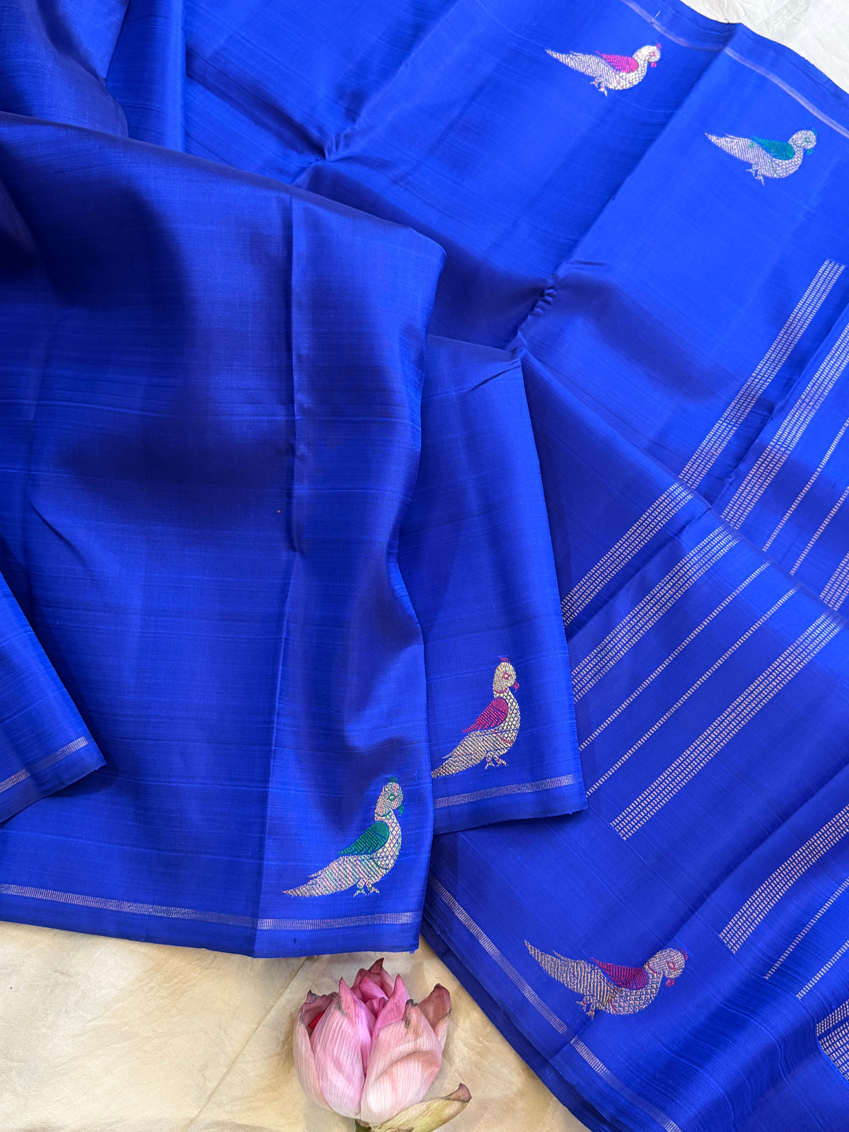 Ms blue Kili saree simple pure Zari Kanjipuram clsa12699
