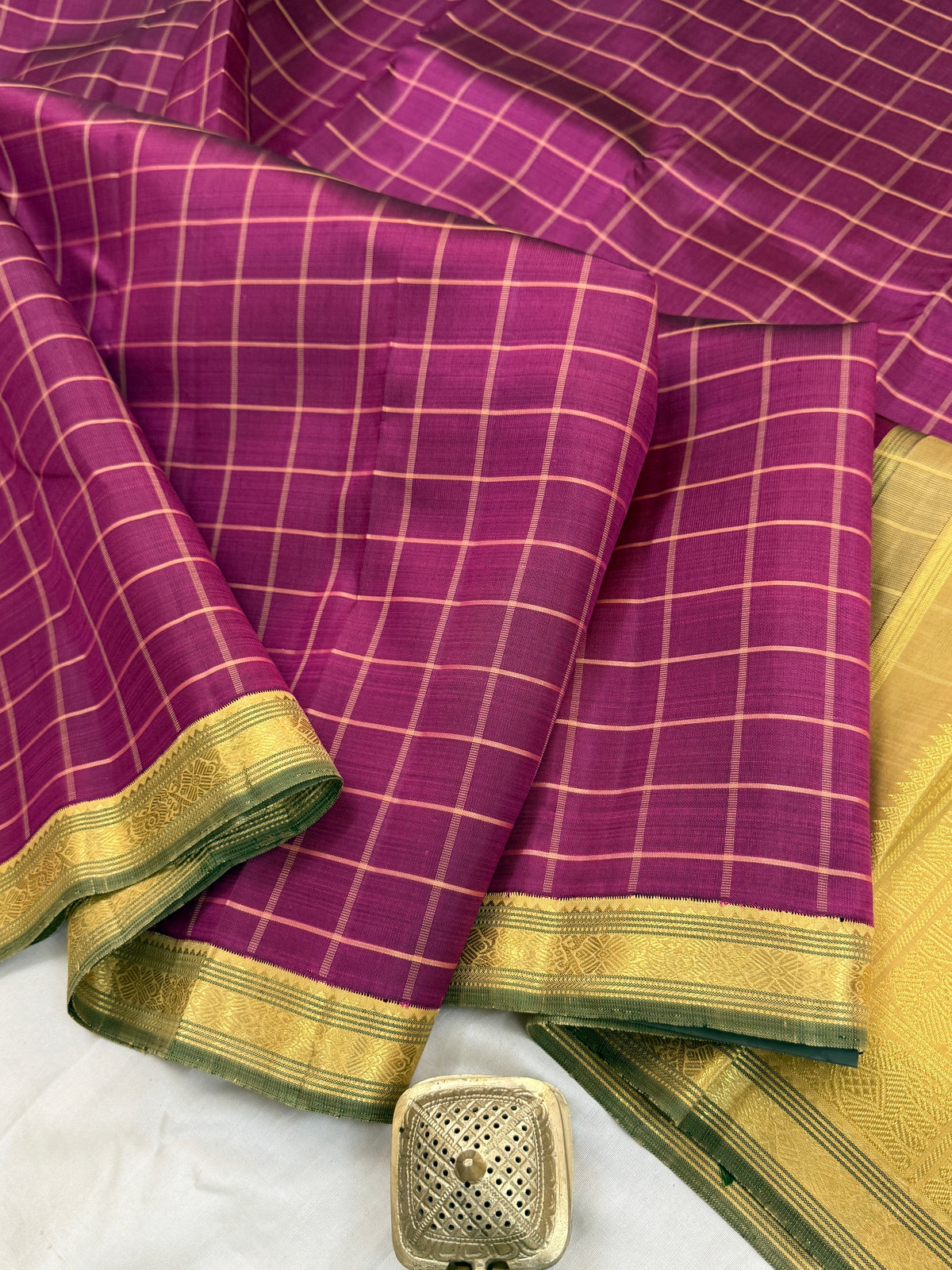 Purple Punai Kattam Korvai/ kanjipuram silk saree clsa 12117