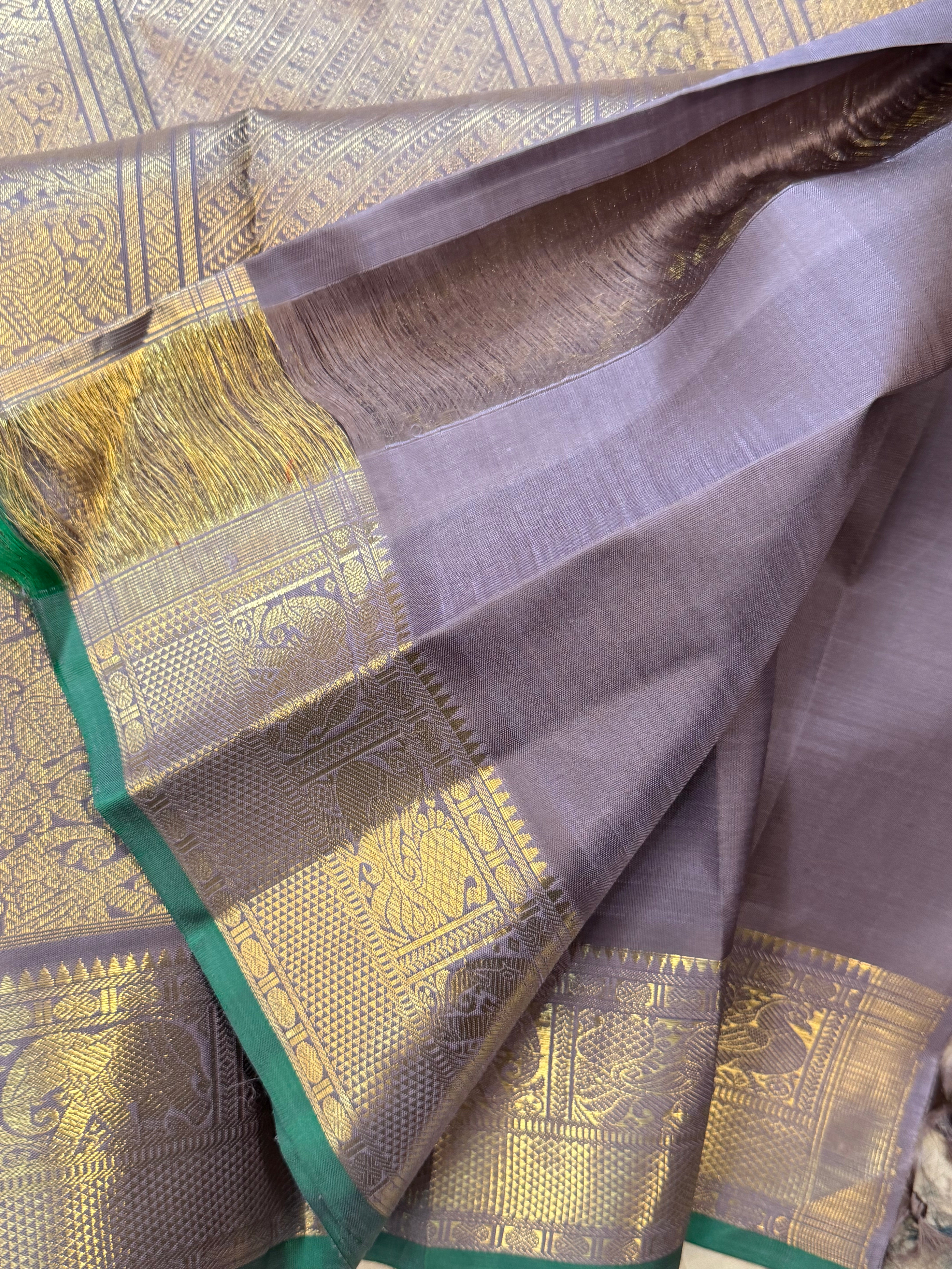 Smokey lilac  Annam pet pure Kanjipuram silk CL10013