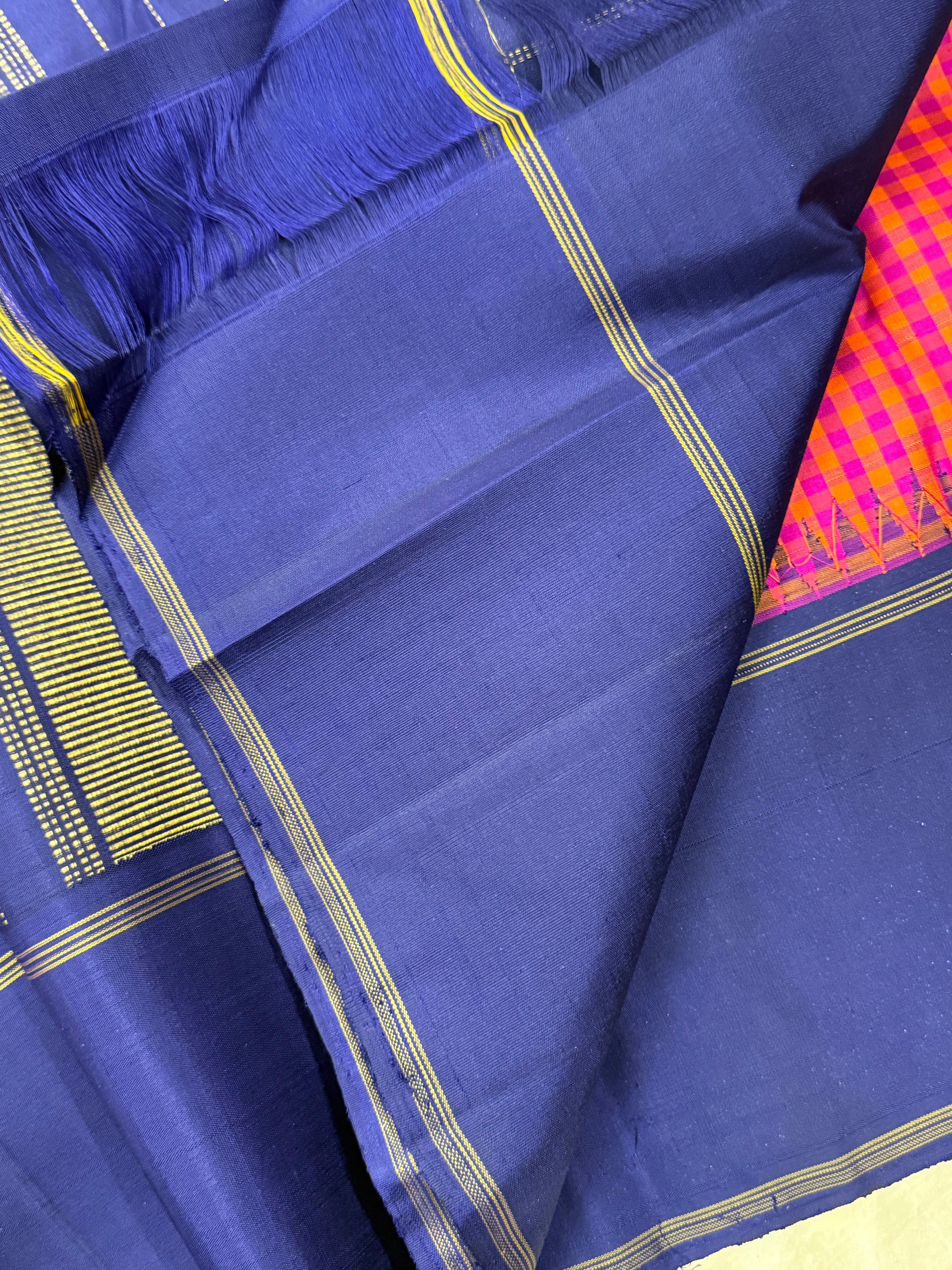 Pink kattam and blue / Arani silk