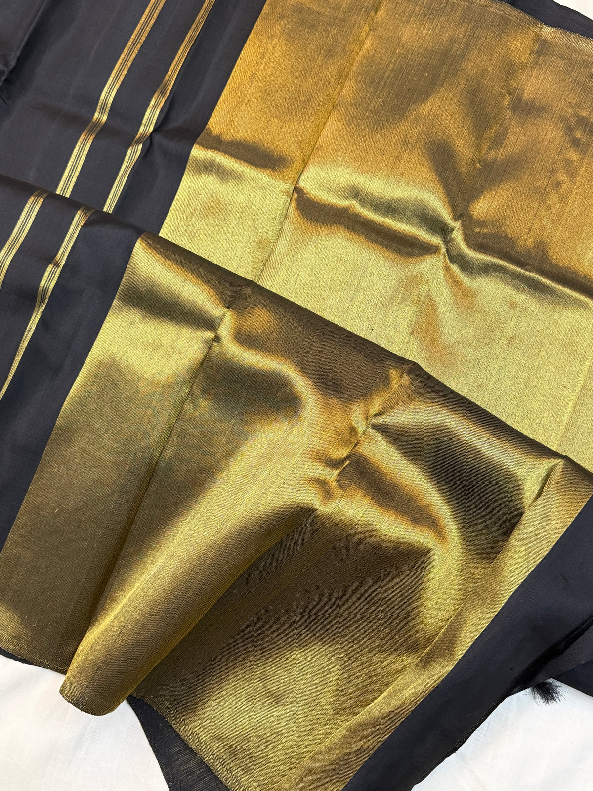 Black Korvai gold pure zari / kanjipuram silk saree clsa 2444