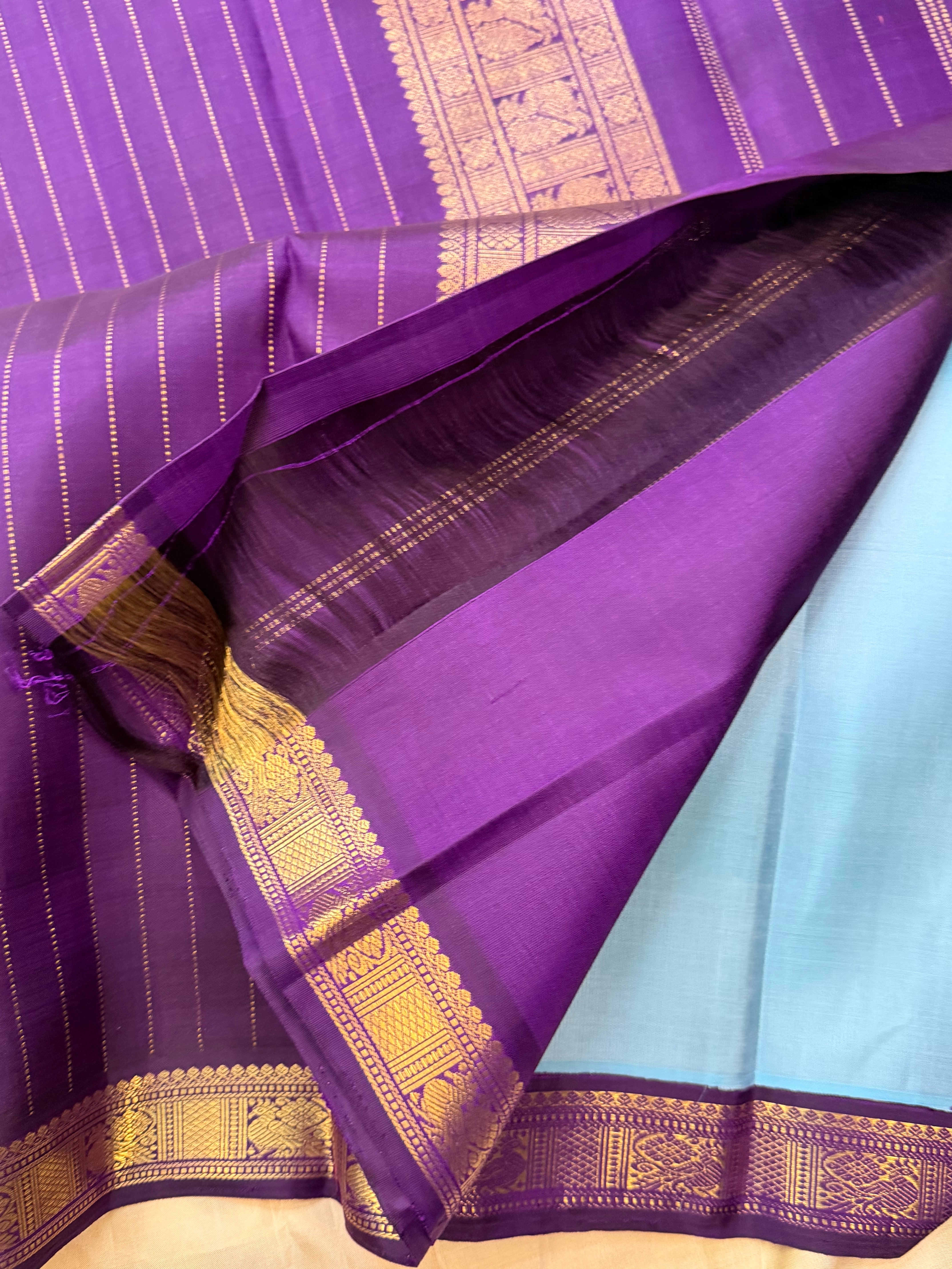 Powder blue beetu Butta Korvai Kanjipuram silk saree clsa 11664