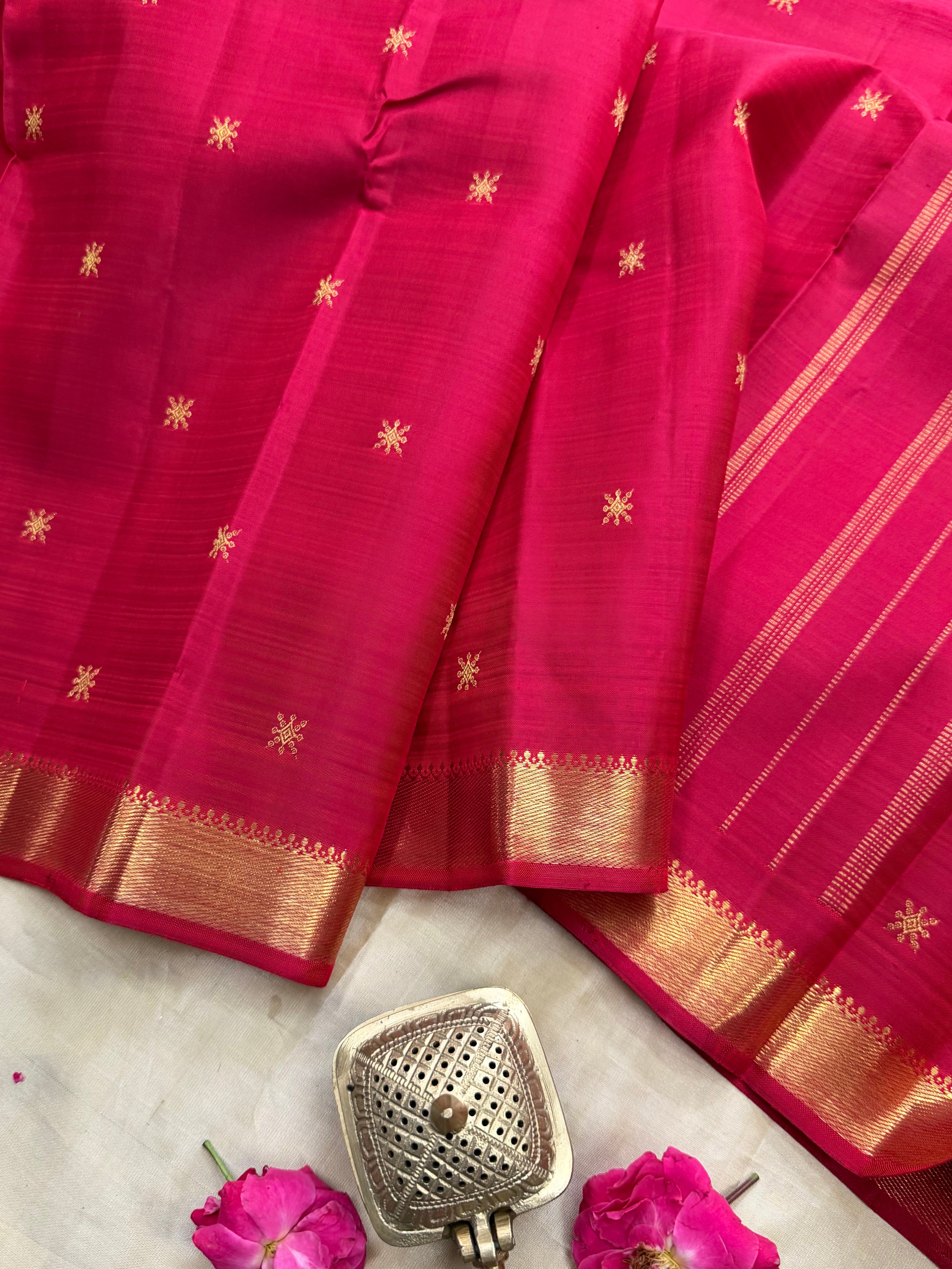 Red  small border pure Zari Kanjipuram silk CLSA9790