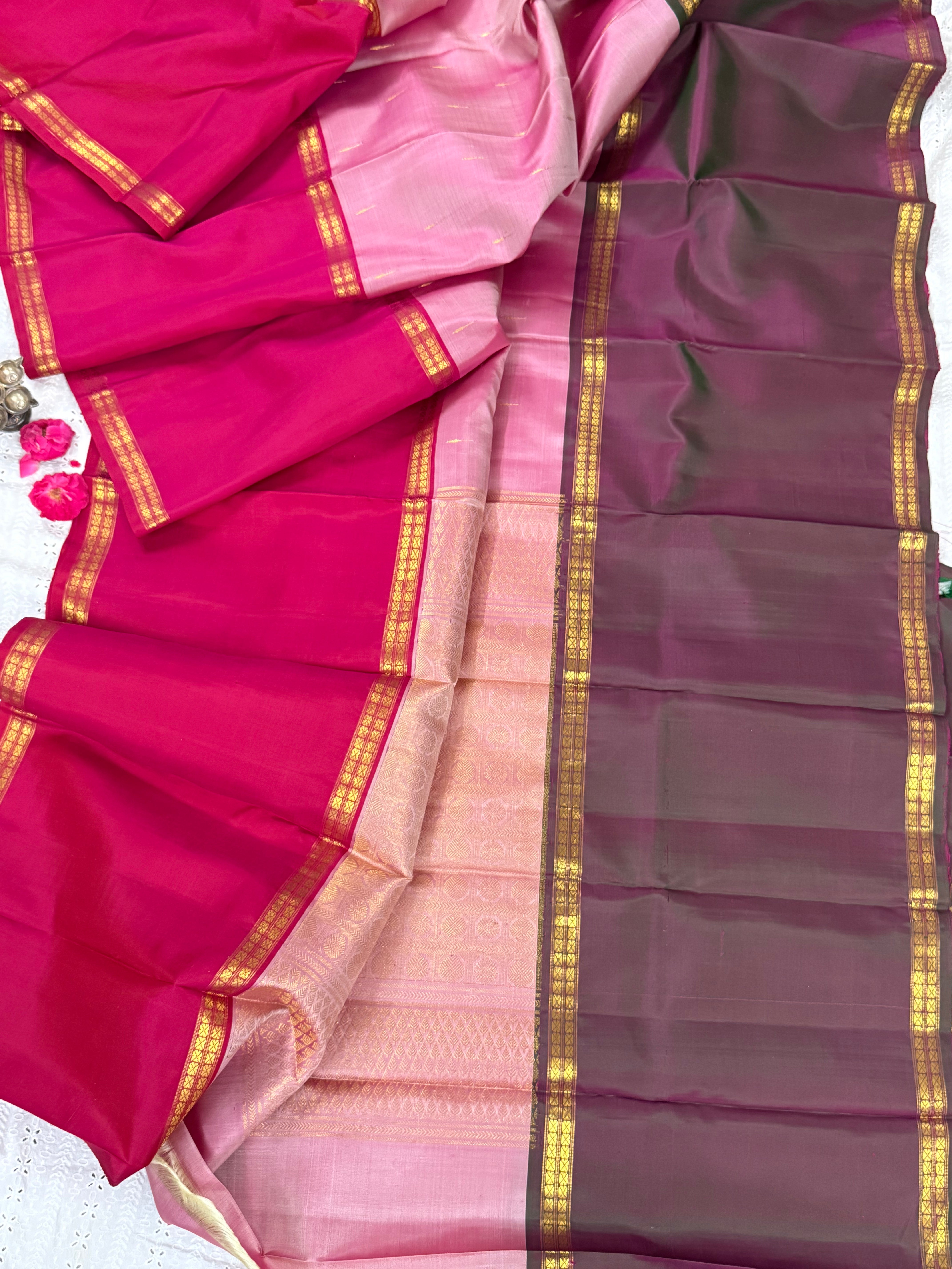 Pink ganga jamuna border/ Arani silk