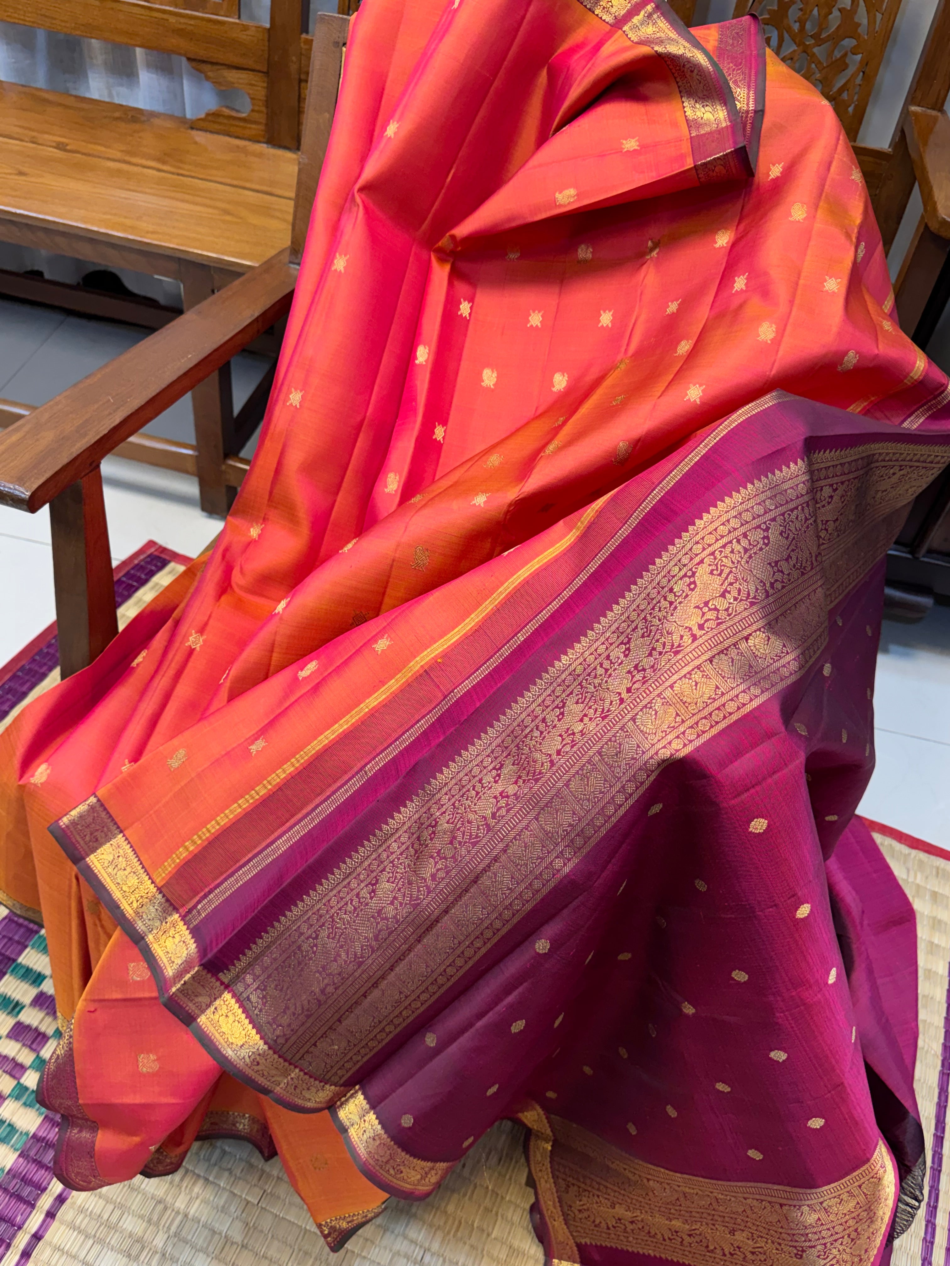 Rust small  border  / kanjipuram silk