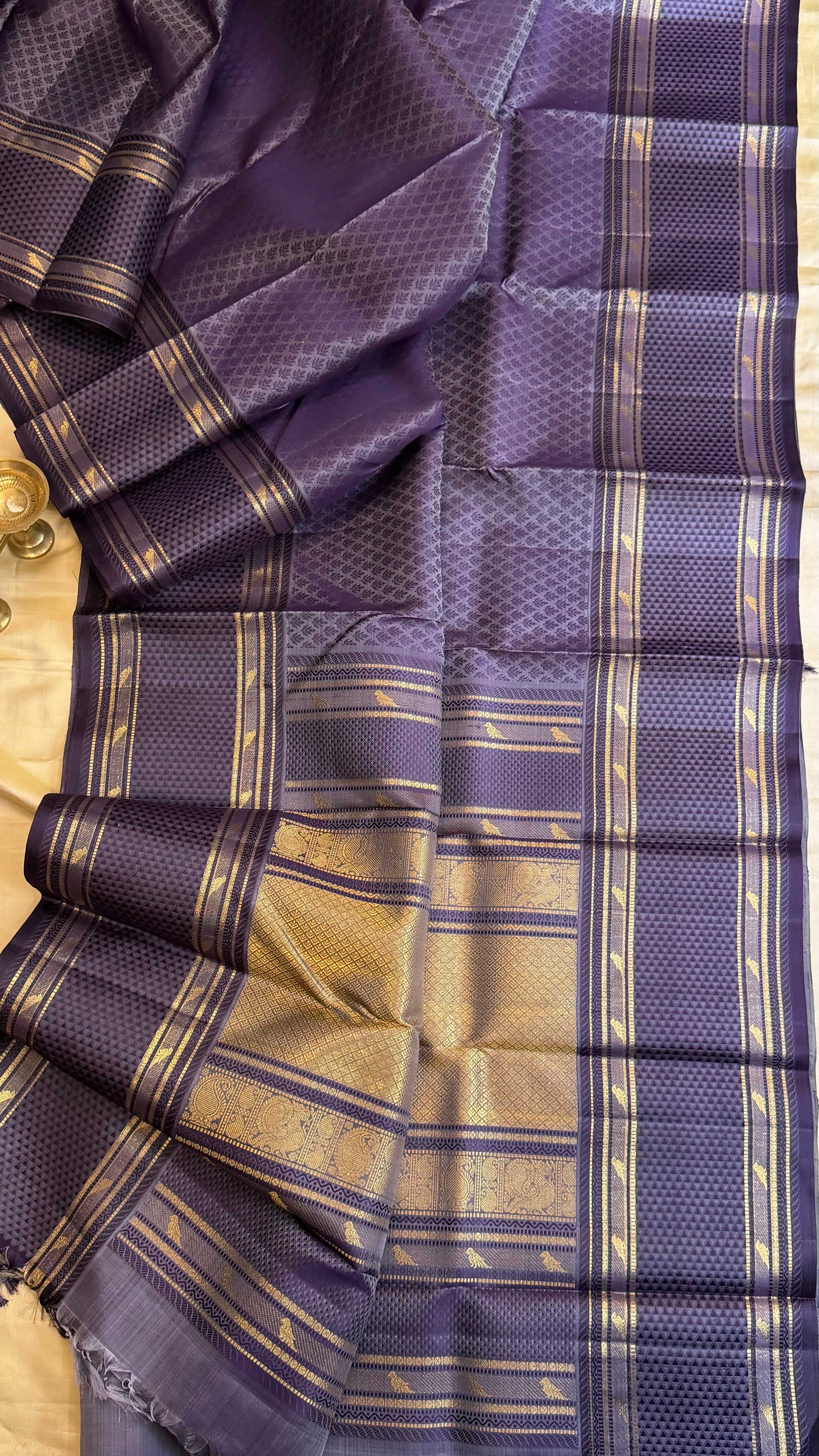 Lavender thread work / Kanjipuram silk