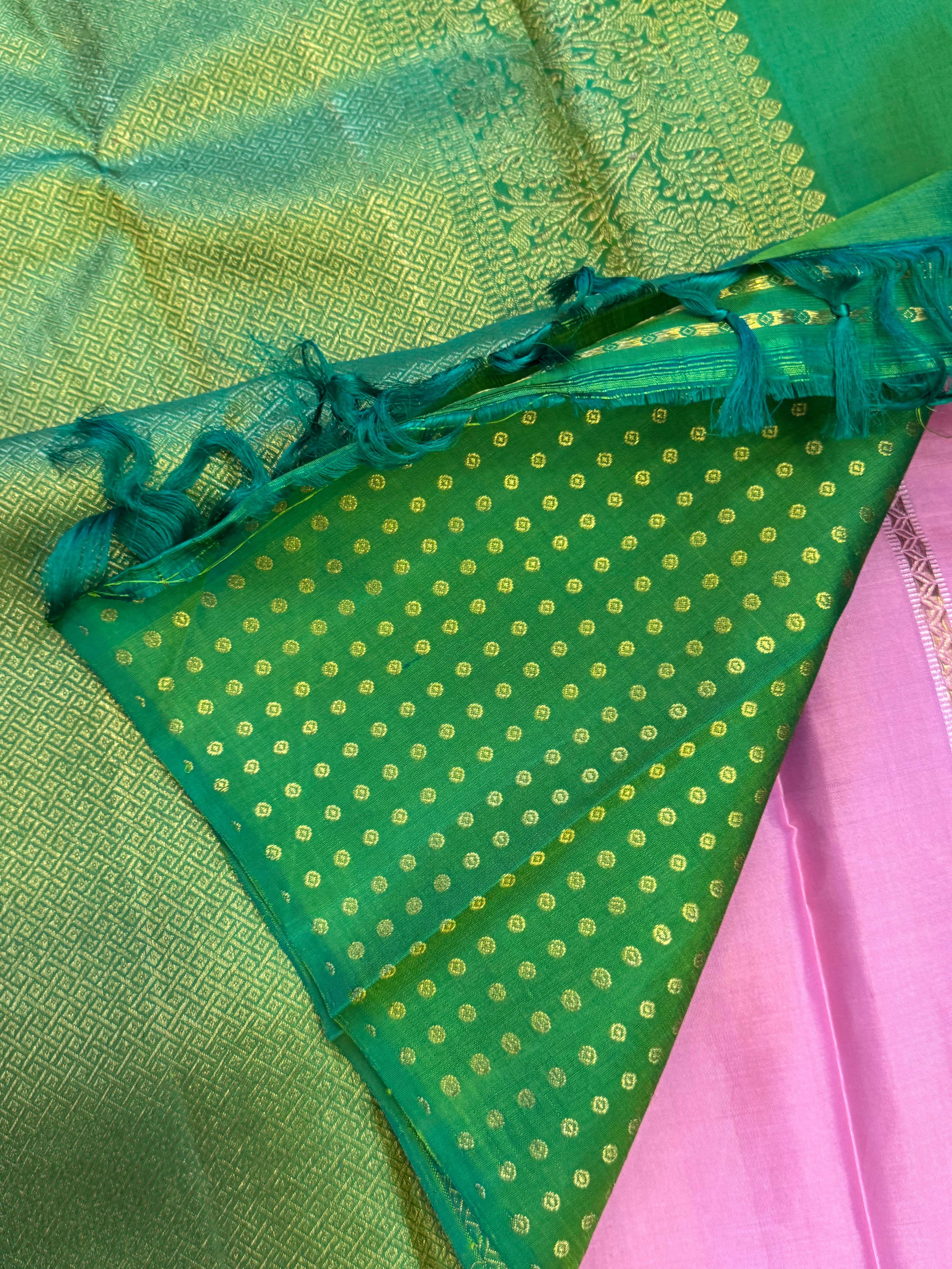 Lavender Ikkat fusion kanjipuram saree