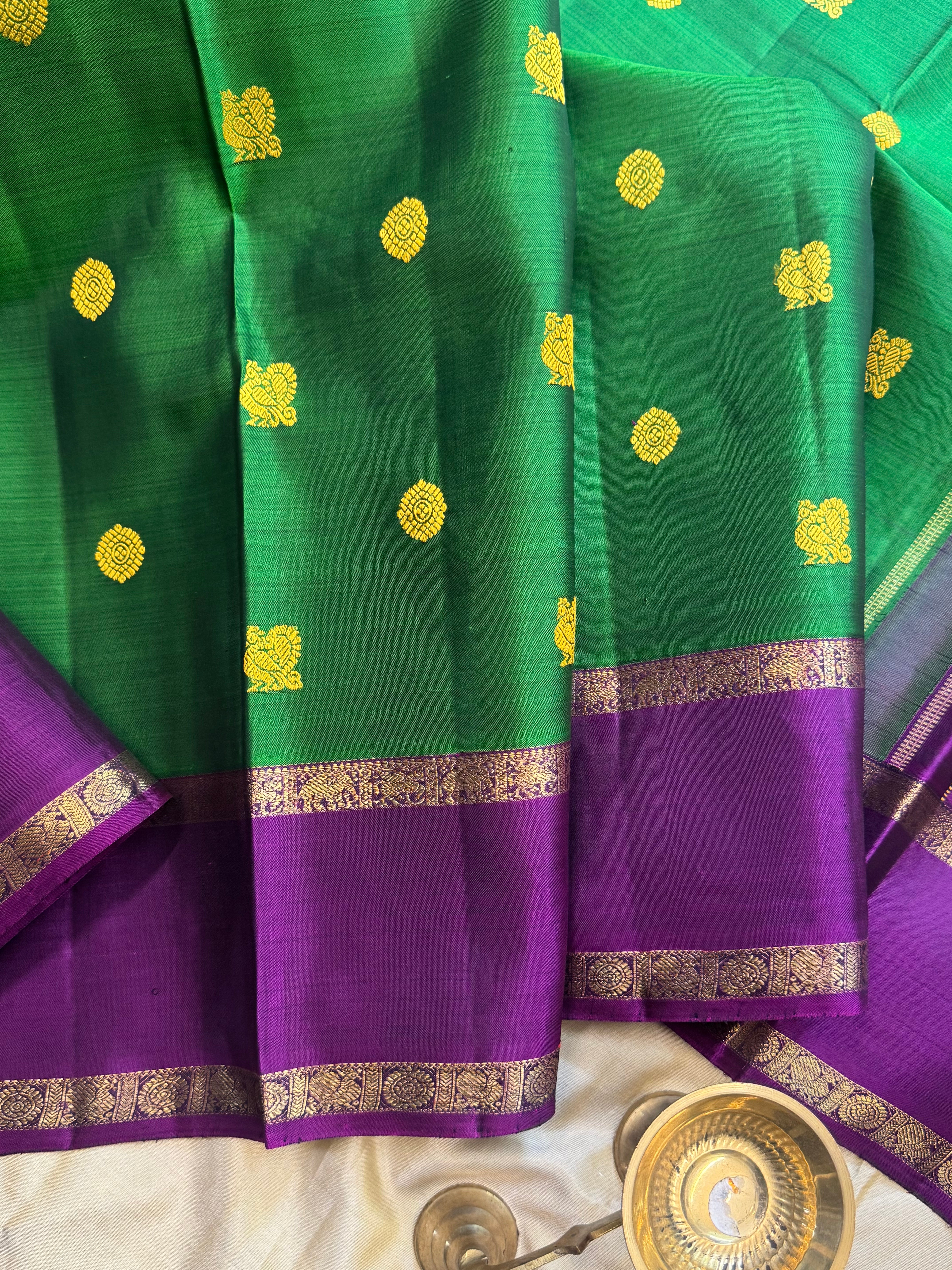 Alli Green retta pet / simple kanjipuram silk