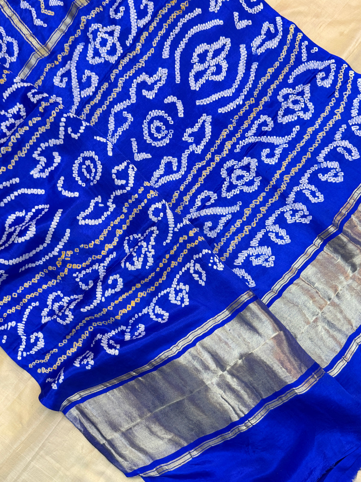Ms blue bandhini and gajji silk saree clsa 11942