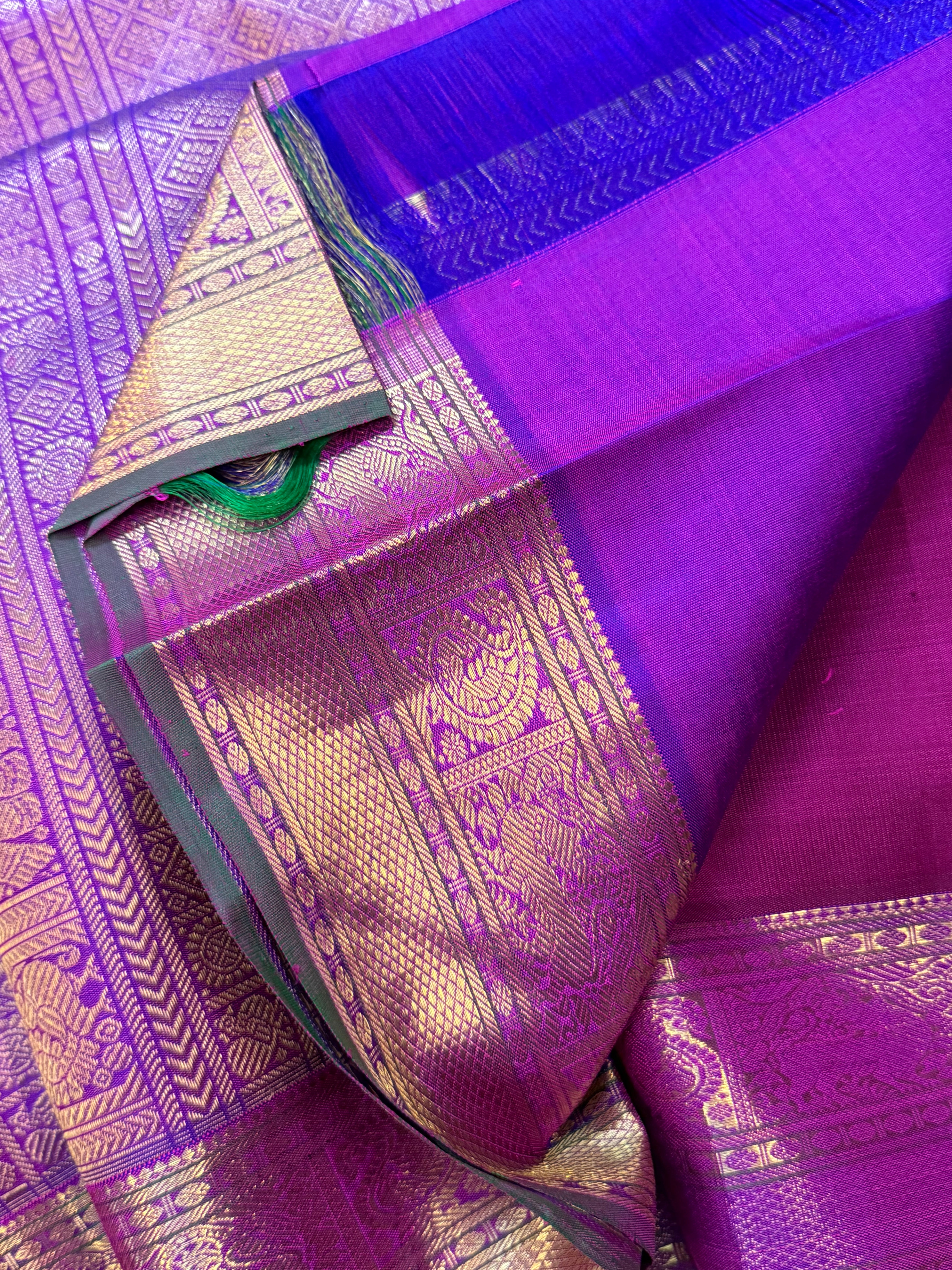 Magenta pink and purple / Kanjipuram silk