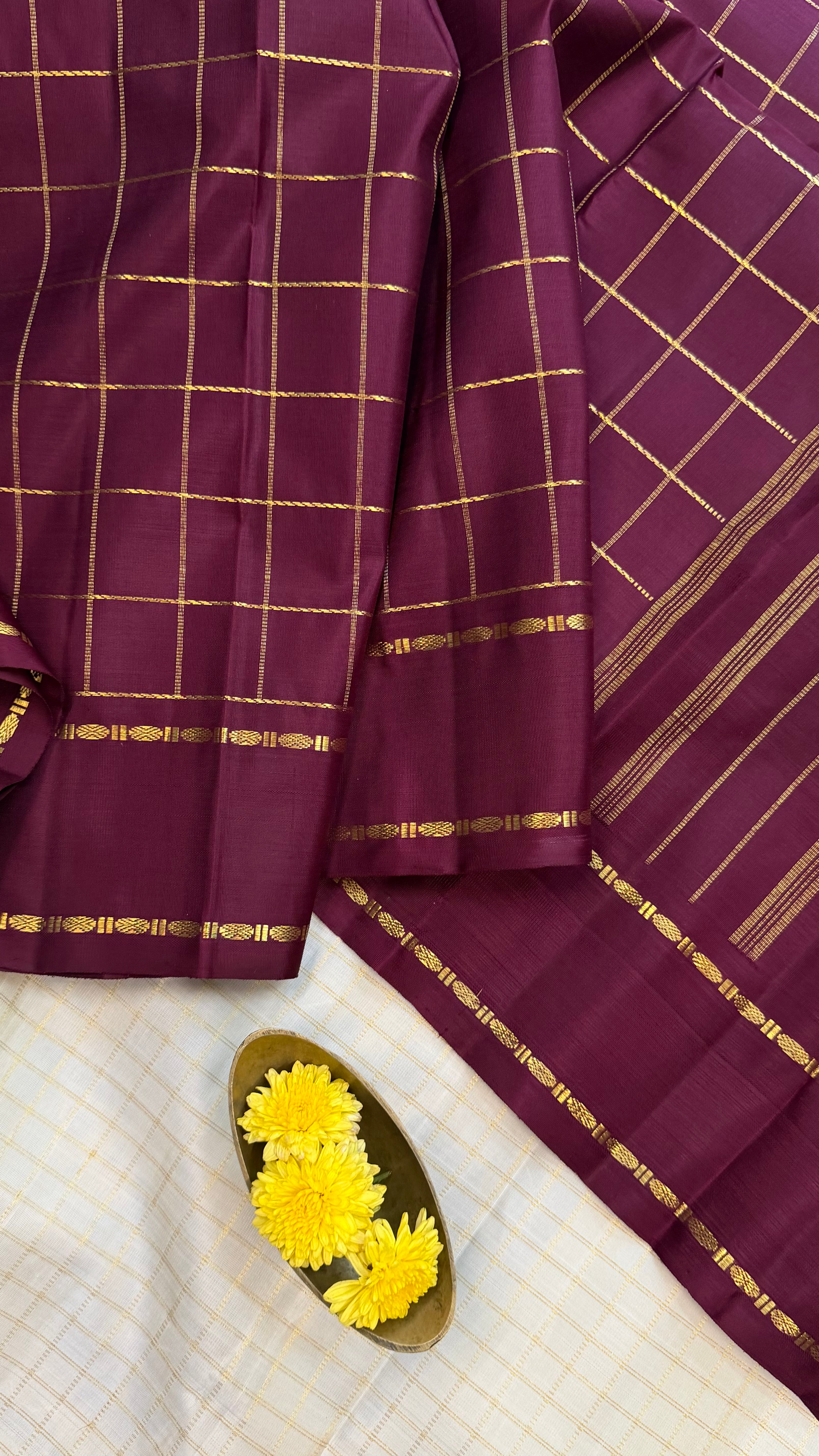 Vintage style Zari Kattam Kanjipuram silk