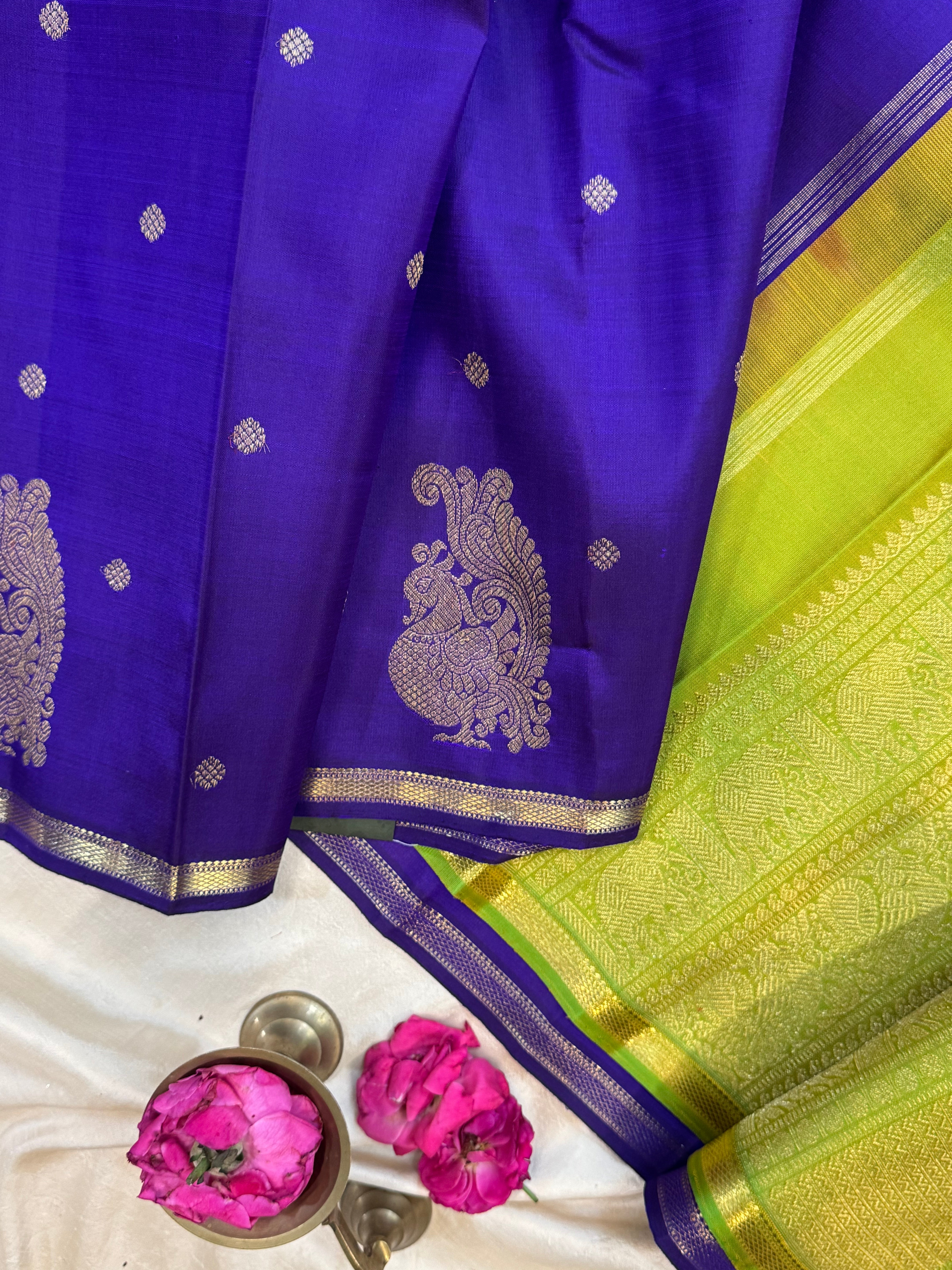 Beetu Butta purple small border kanjipuram silk