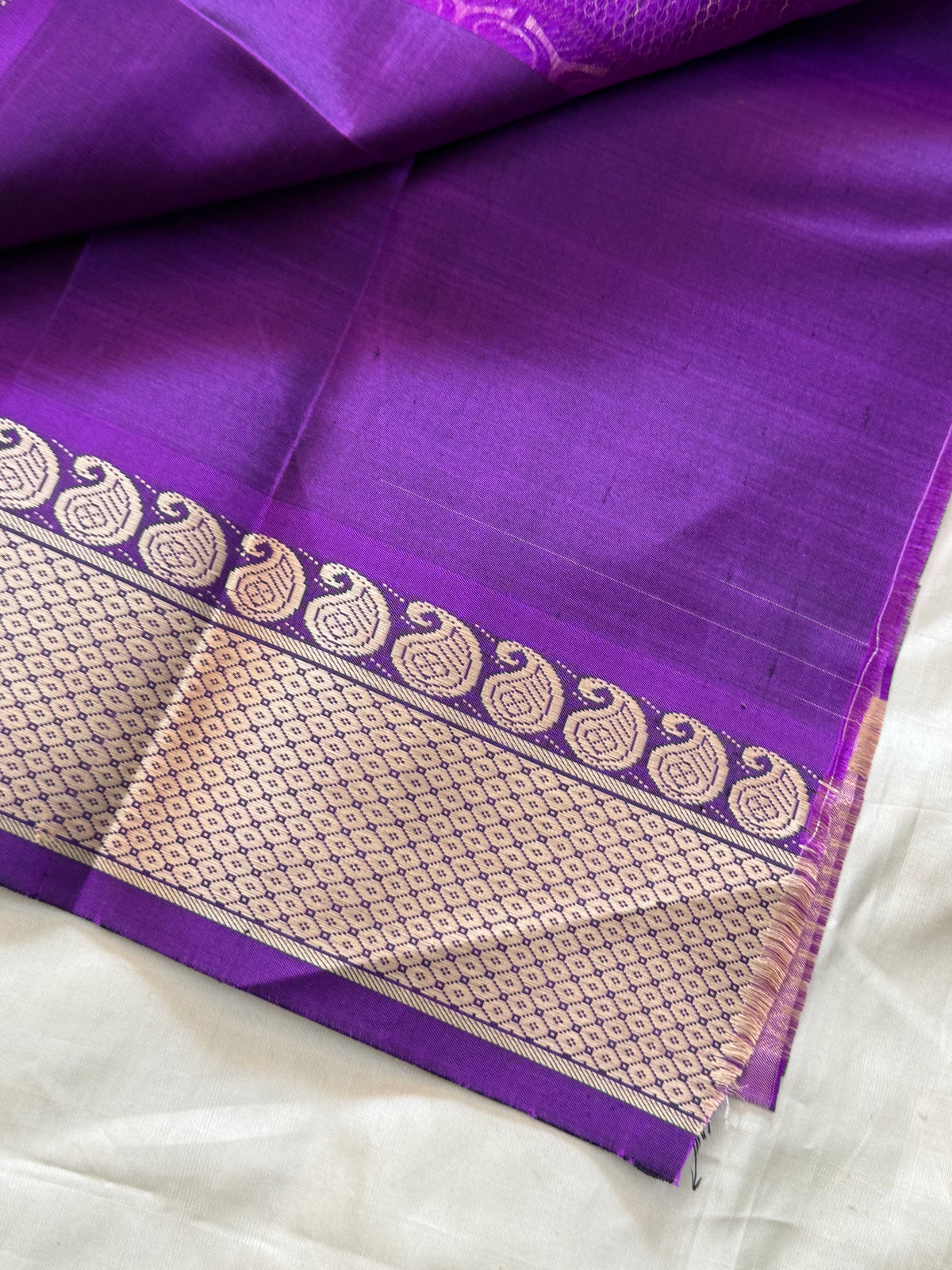 Pastel Lemon yellow and purple / Special edition kanjipuram silk