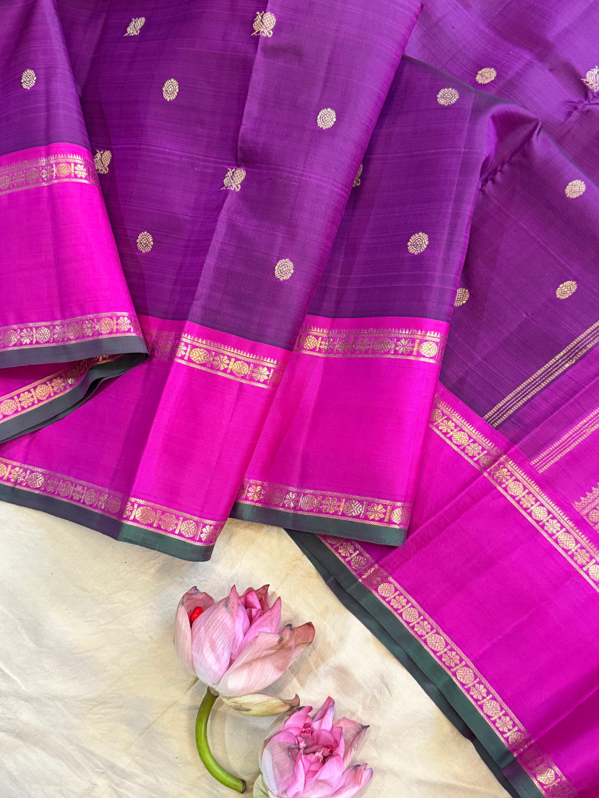 Purple retta pet   simple pure Zari Kanjipuram clsa12687