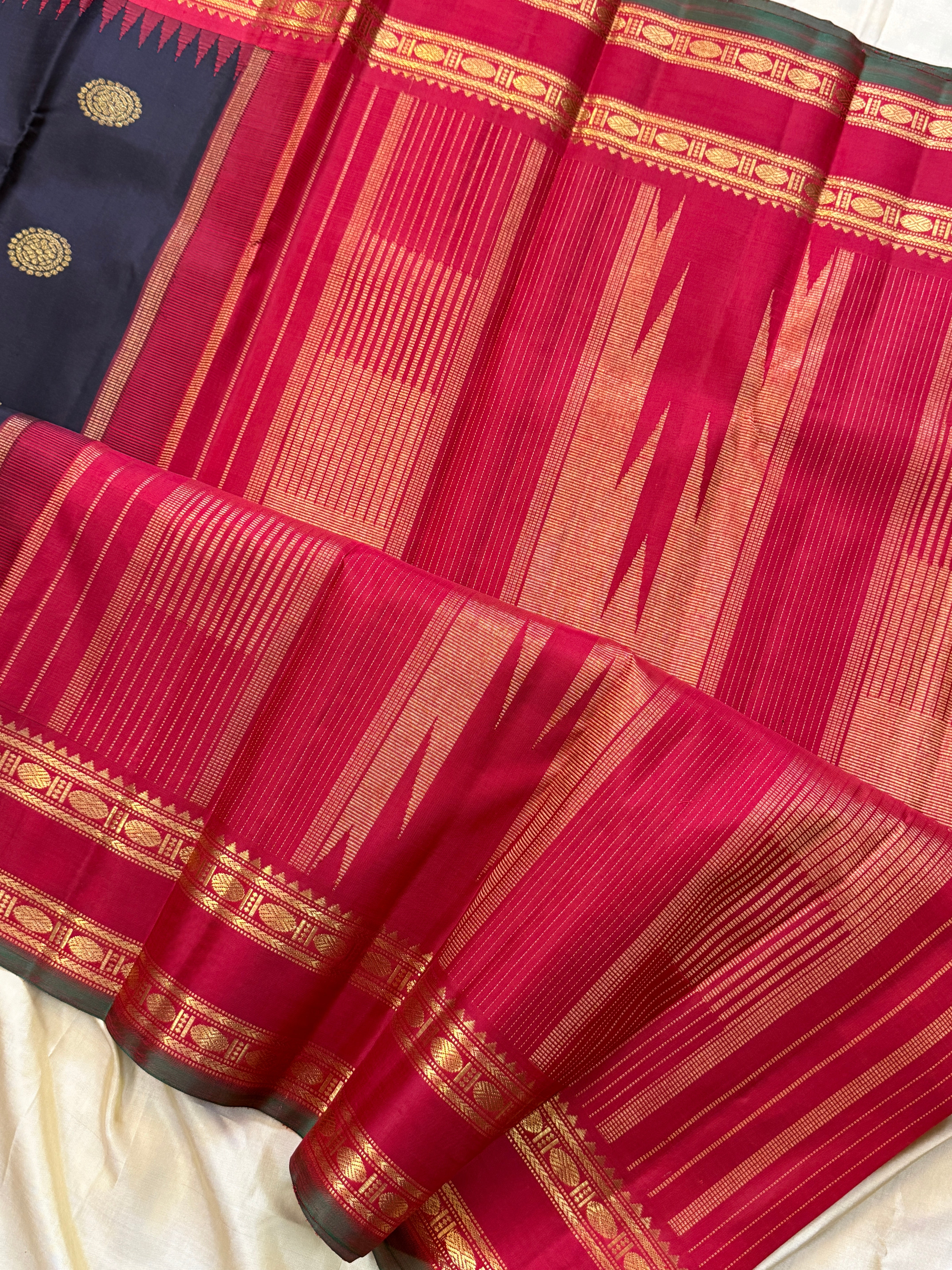 Kanchana black  Rettapet Korvai /kanjipuram silk sarees clsa 11577