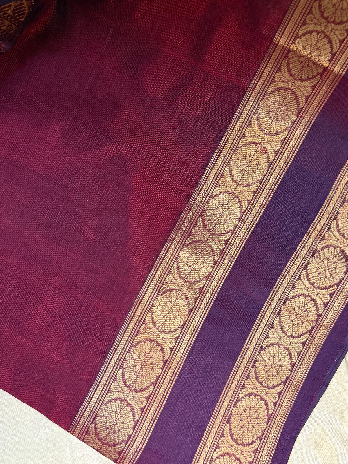 Premium silk cotton irutalaipakshi butta with kattam/ clsa 12387