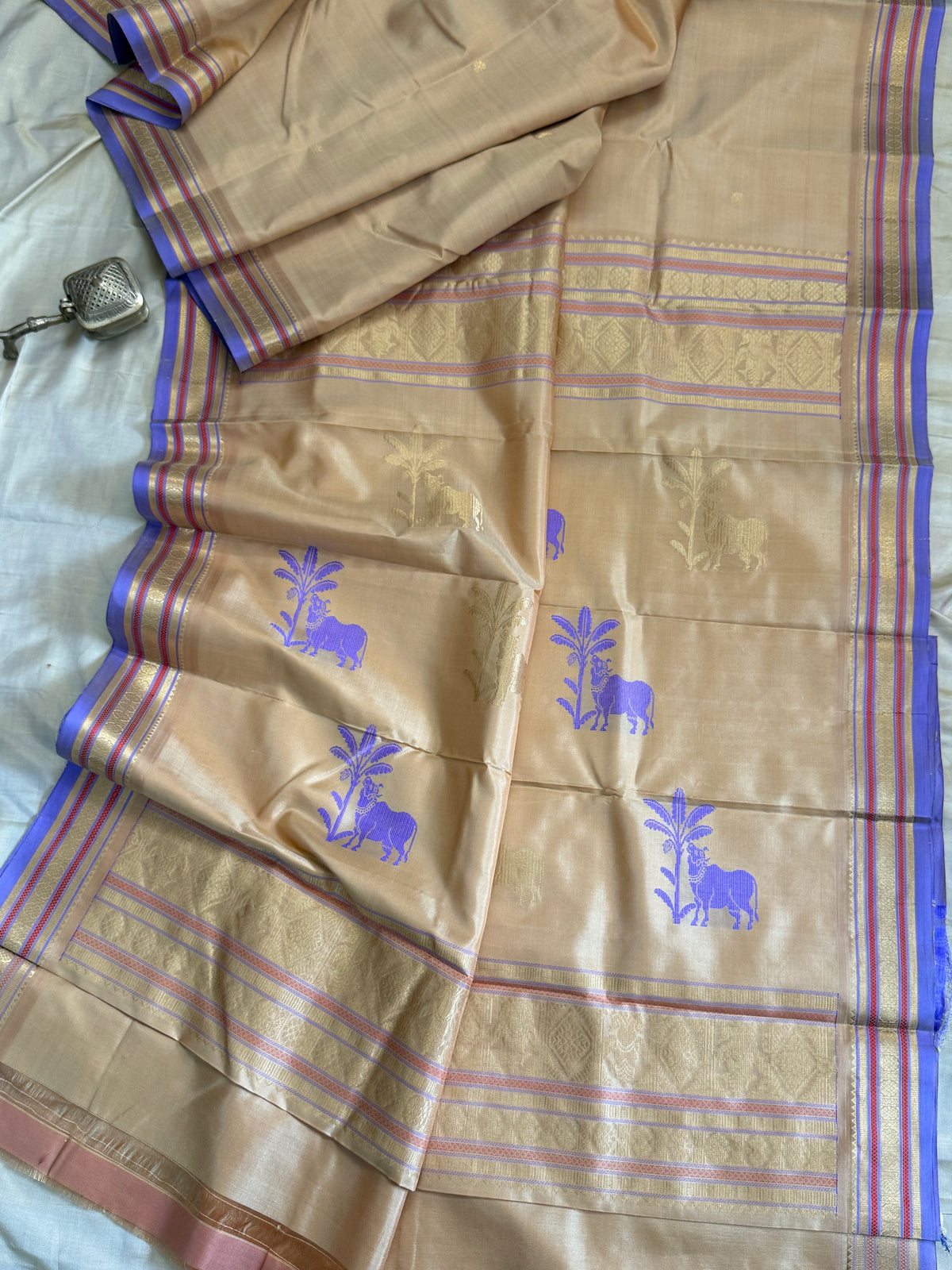 Special edition-sandal border with body Zari butta  silk saree/clsa 12545