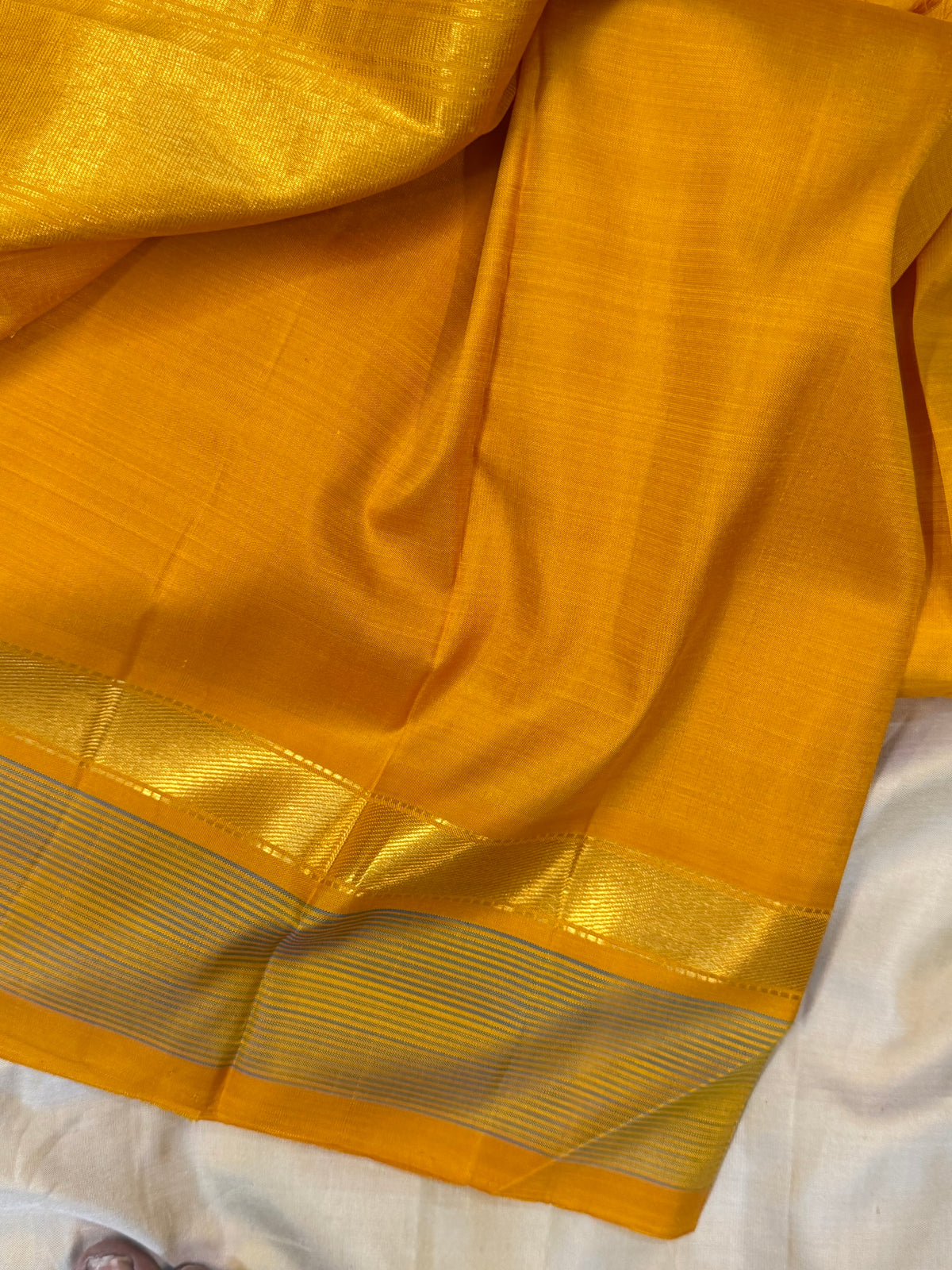 Mustard yellow Aarani pure silk saree/ clsa 12061