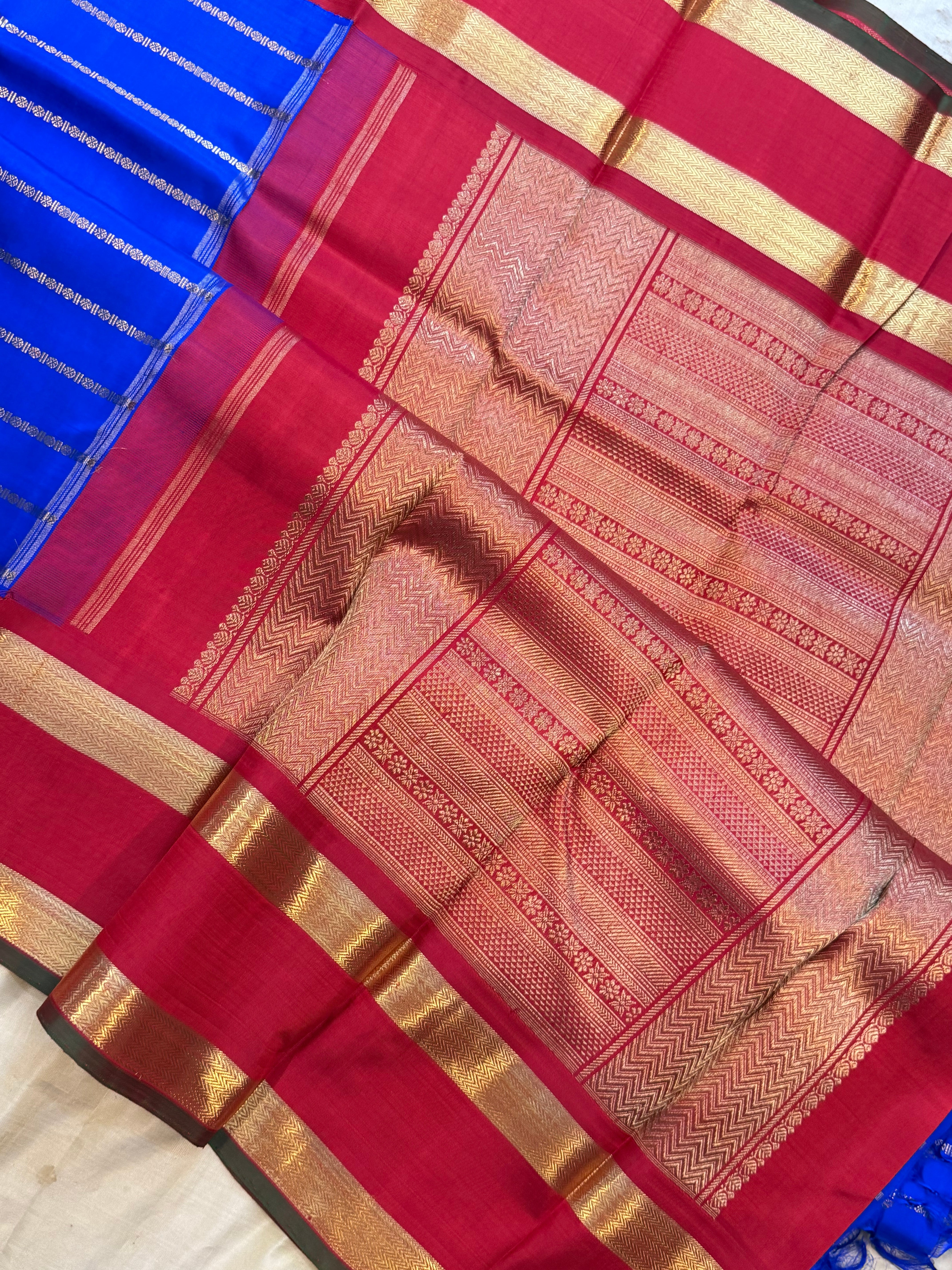 Ms blue Korvai veldhari   / Kanjipuram silk